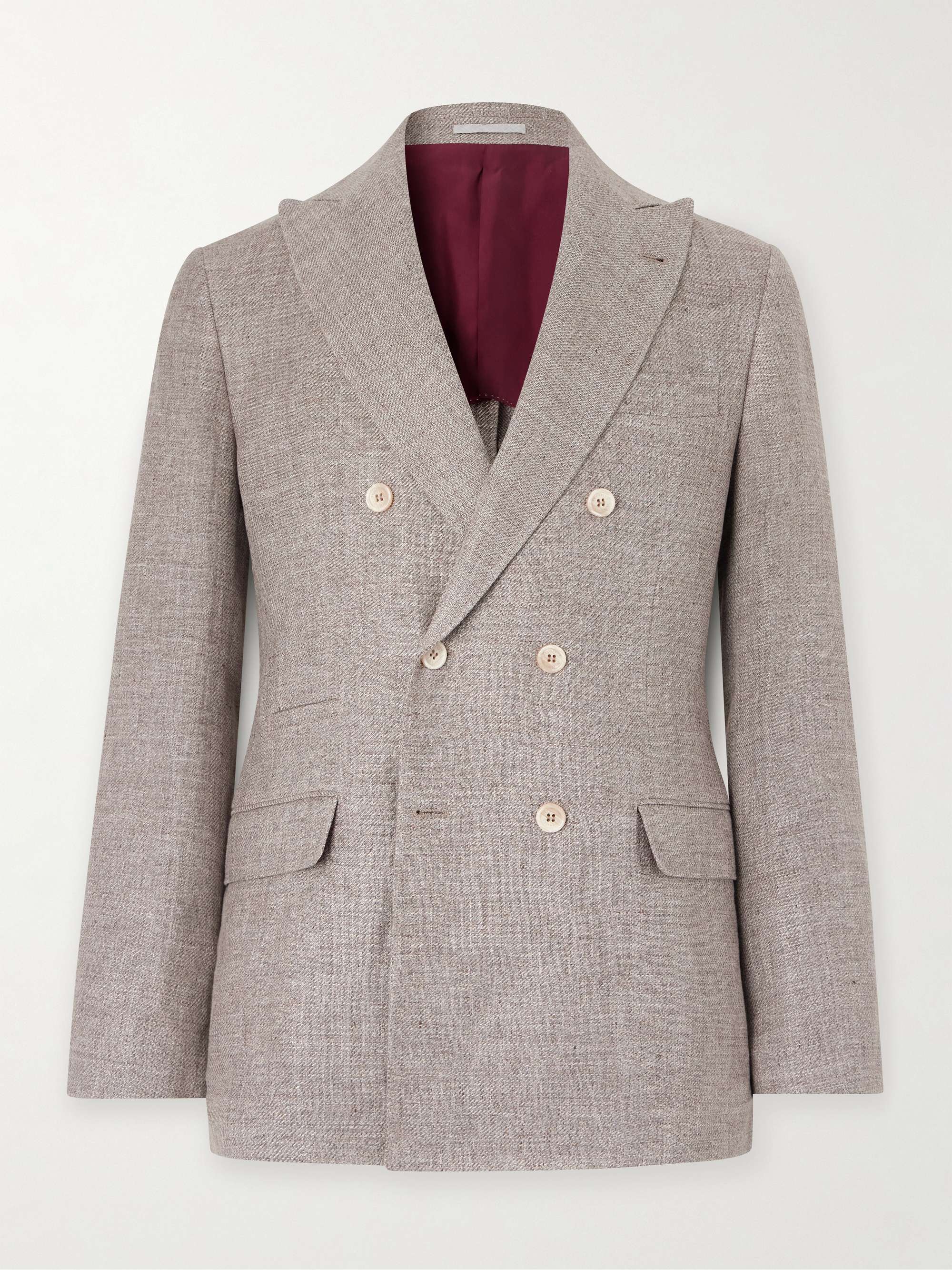 Double-Breasted Linen, Wool and Silk-Blend Hopsack Blazer view