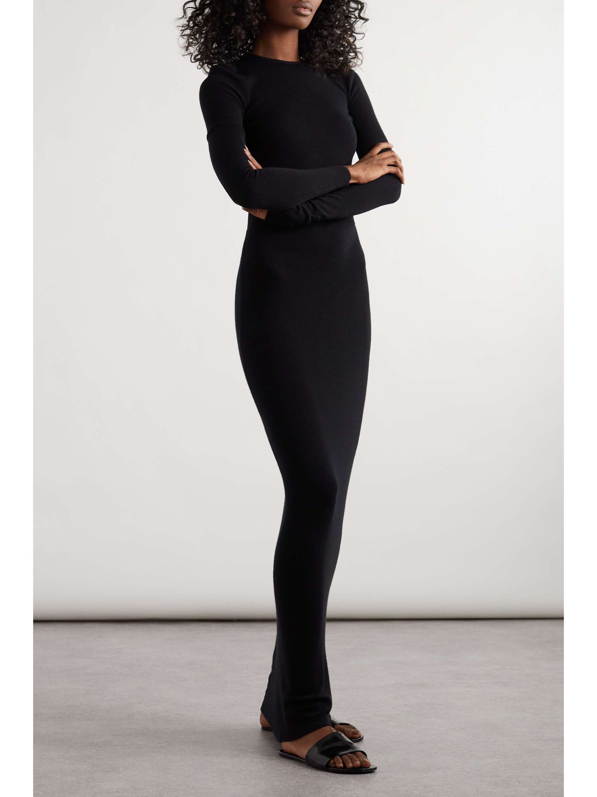 Open-back wool, cashmere and silk-blend maxi dress view