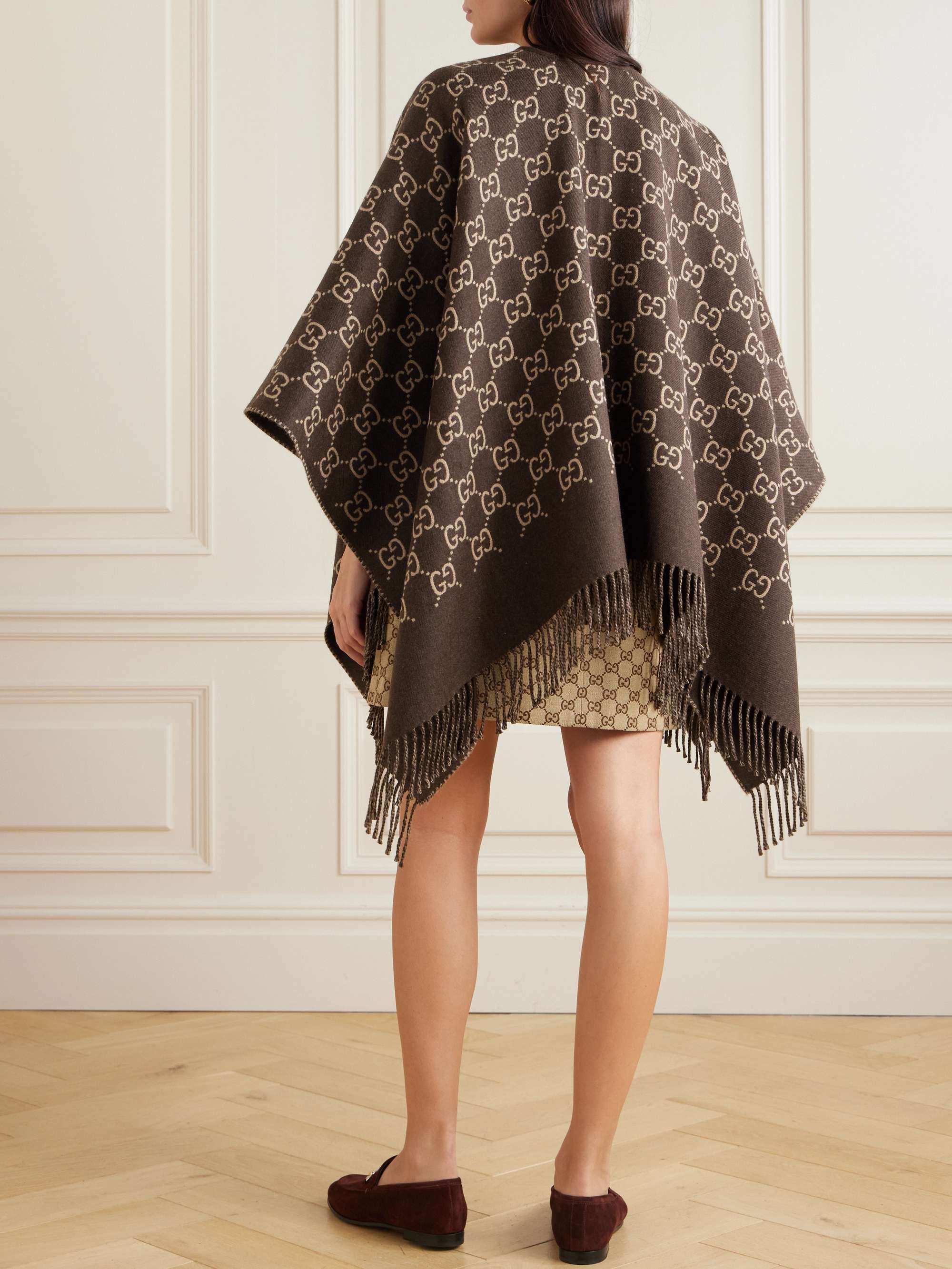 Fringed wool-jacquard wrap view