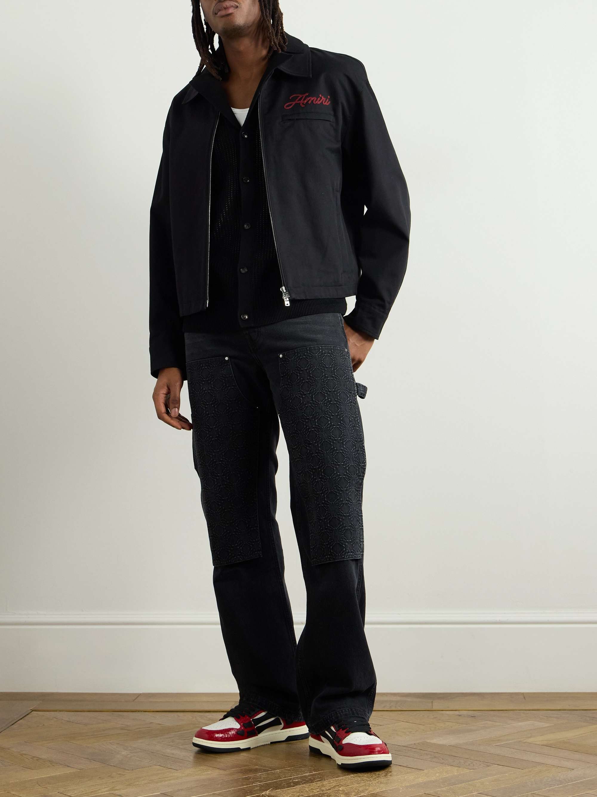 Straight-Leg Panelled Debossed Jeans view