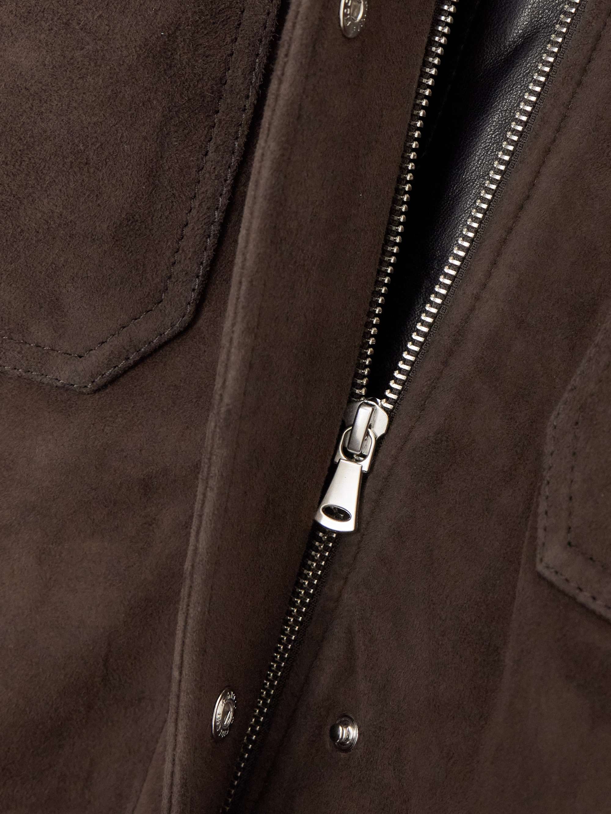 Barn leather-trimmed suede jacket view