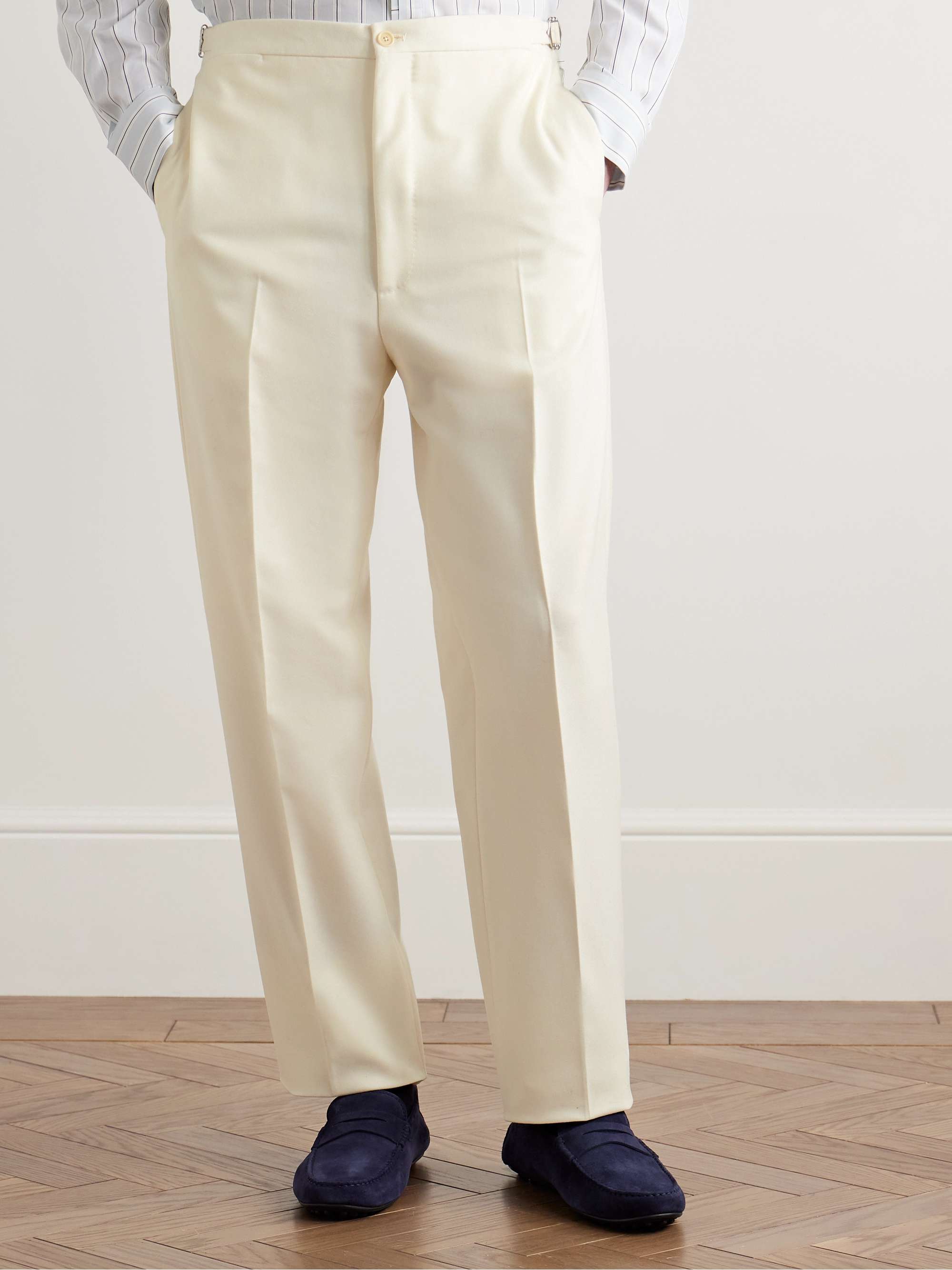 Slim-Fit Straight-Leg Wool-Flannel Tuxedo Trousers view