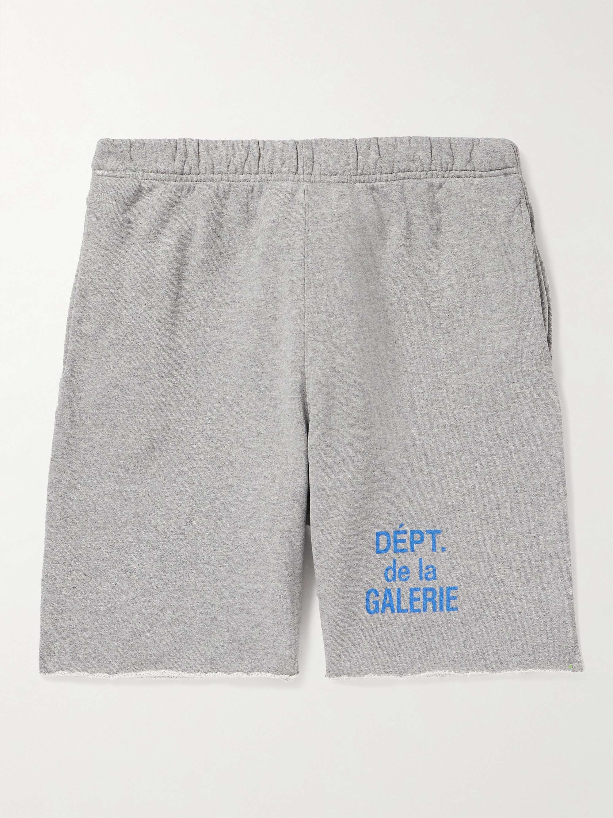 Straight-Leg Logo-Print Frayed Cotton-Jersey Drawstring Shorts view