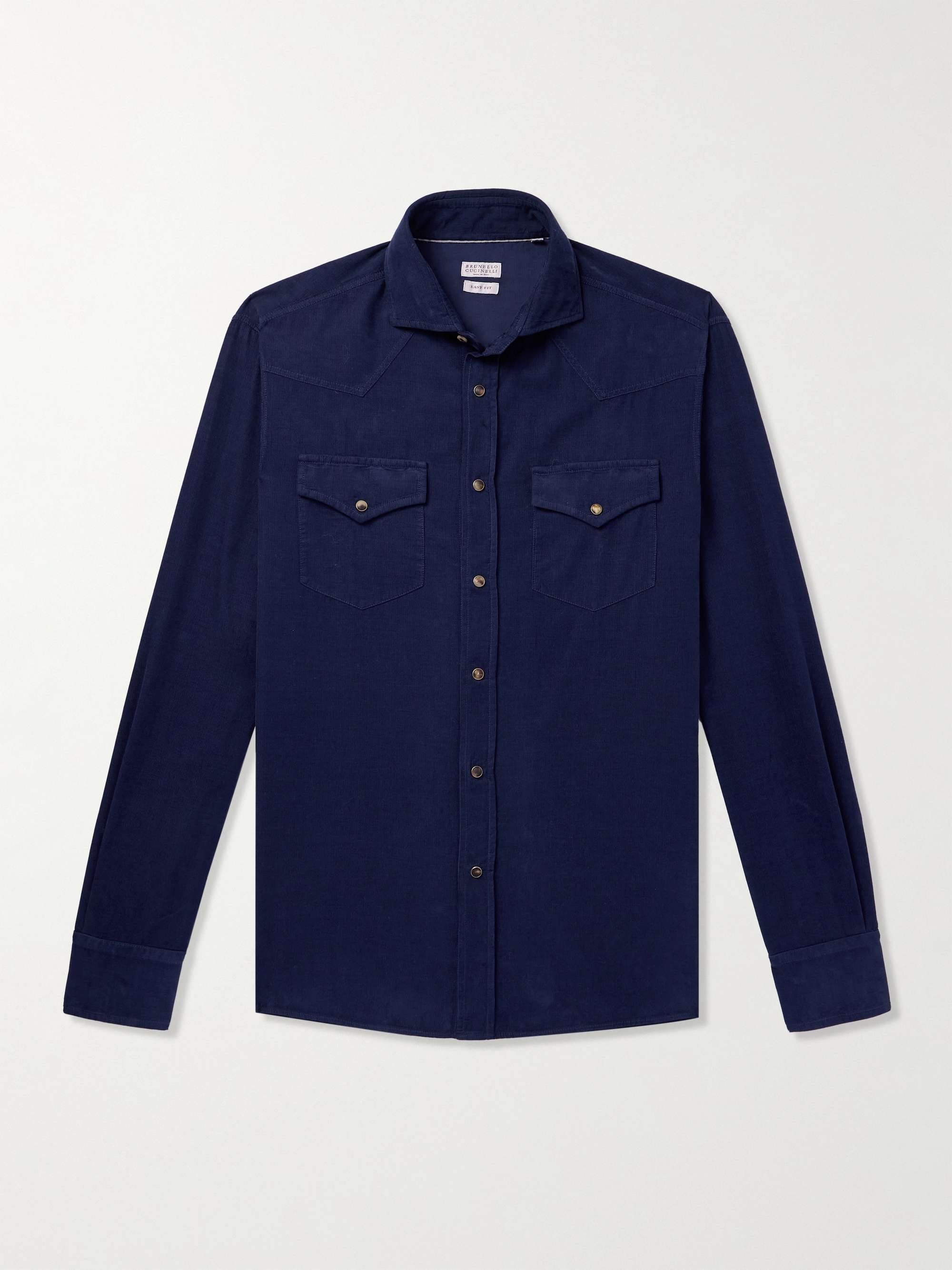 Cutaway-Collar Cotton-Corduroy Western Shirt view