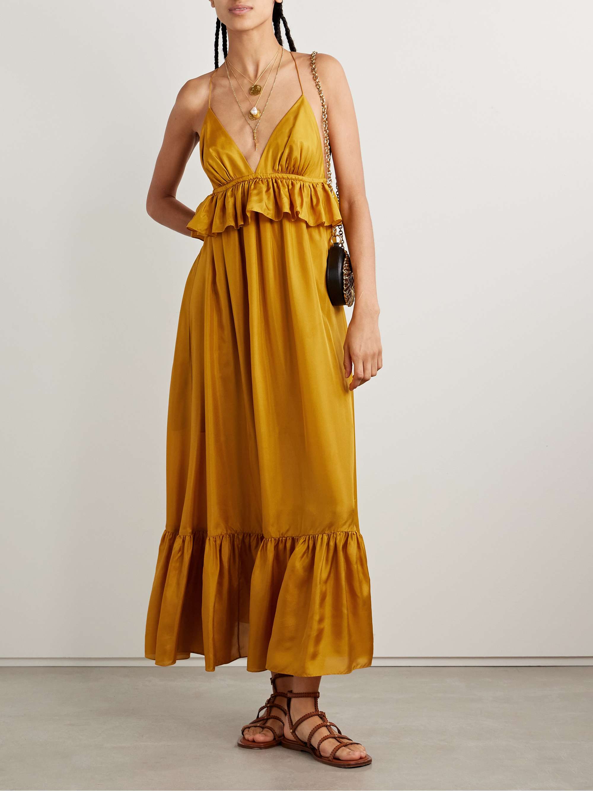 Rhiannon ruffled silk maxi dress view