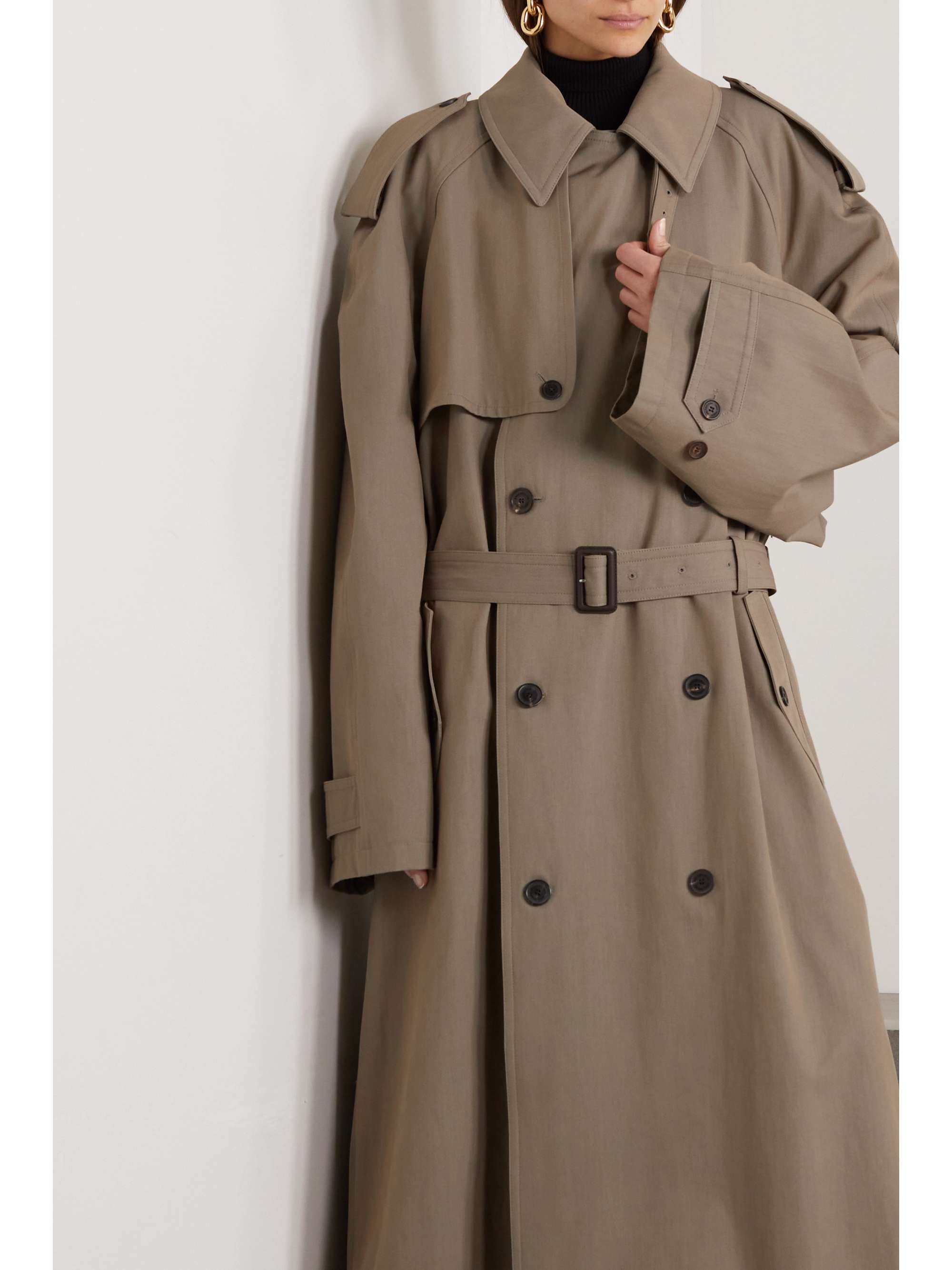 Wool and cotton-blend trench coat view