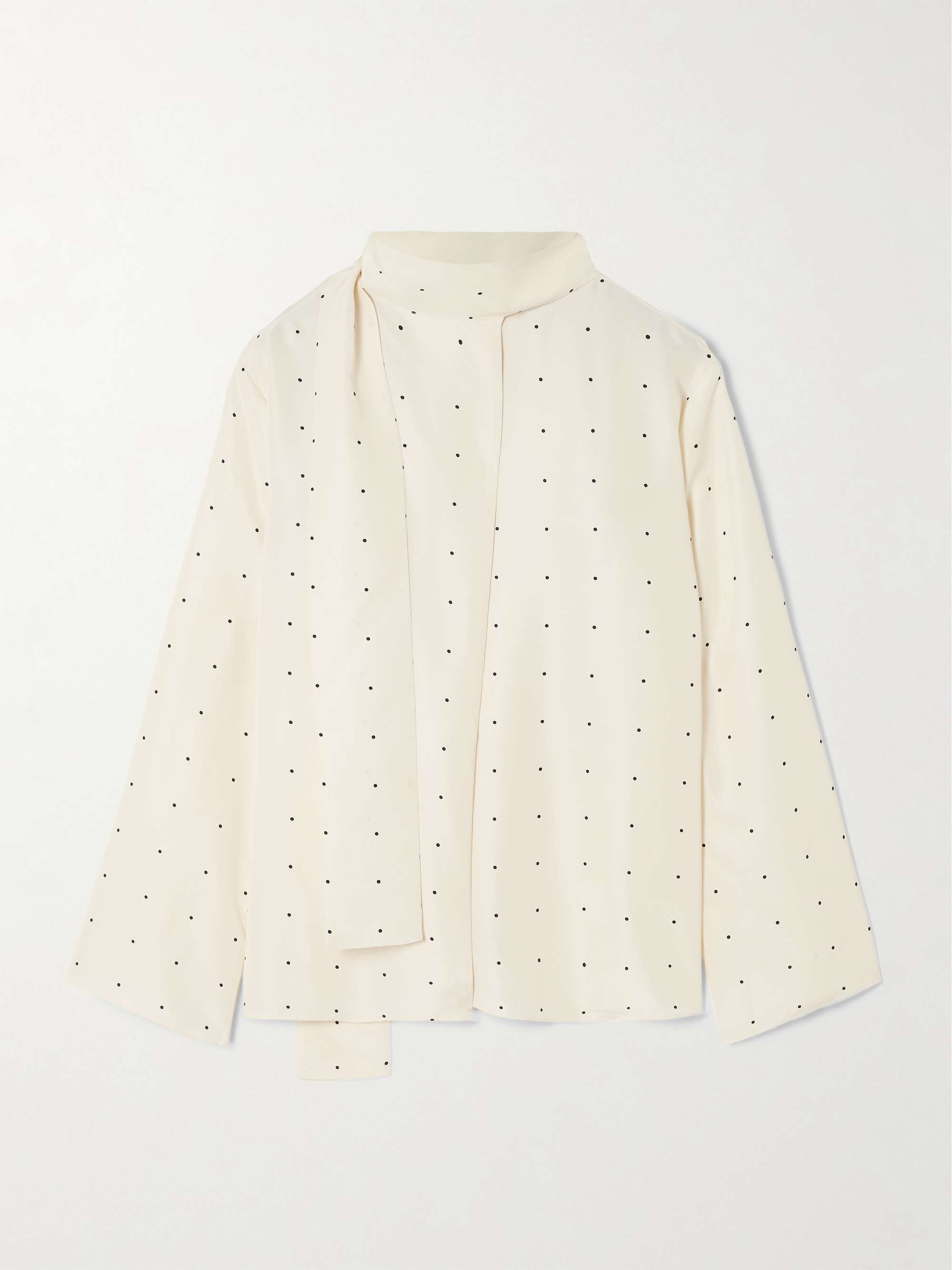Tie-detailed polka-dot silk blouse view