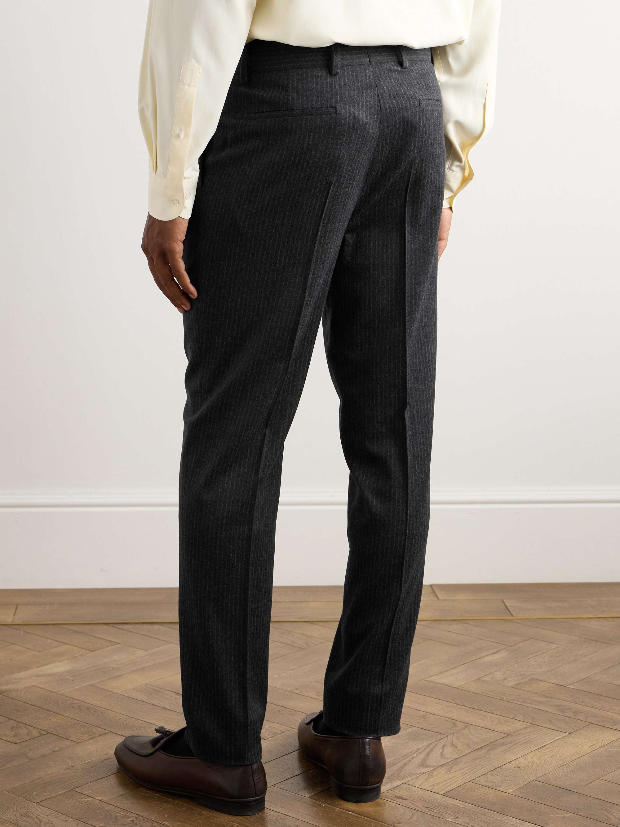 Straight-Leg Pleated Wool and Cashmere-Blend Suit Trousers view