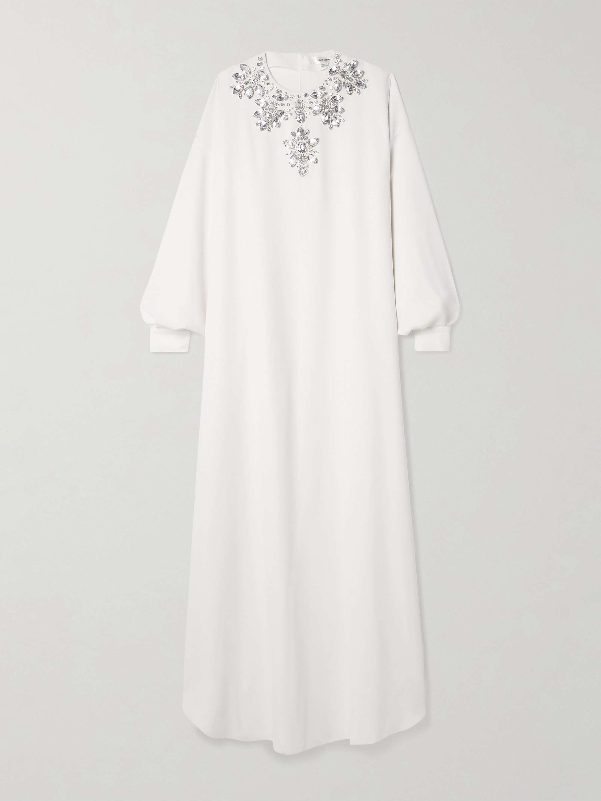 Draped crystal-embellished cady gown view