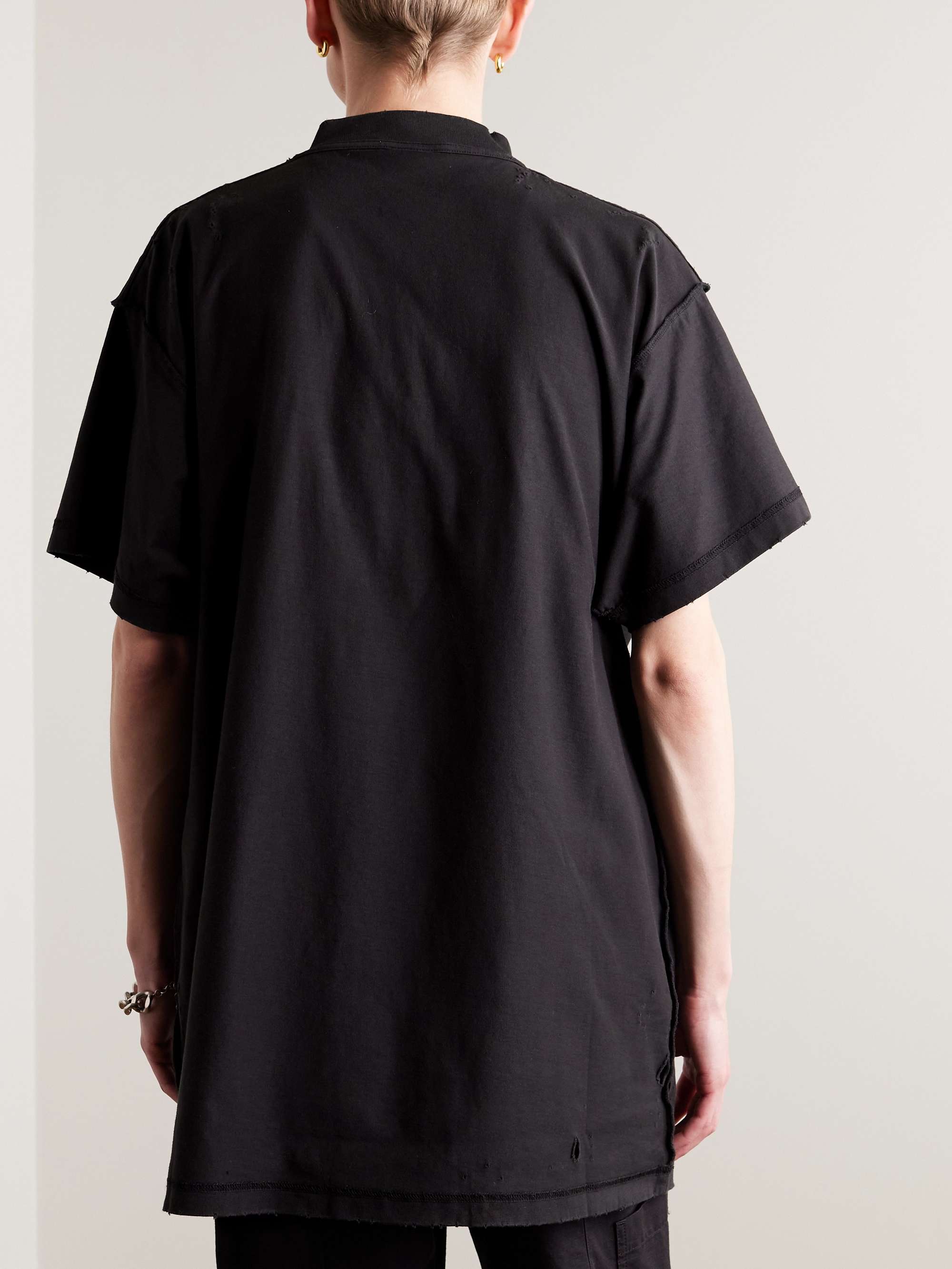 Antwerpen Inside Out Oversized Distressed Printed Cotton-Jersey T-Shirt view