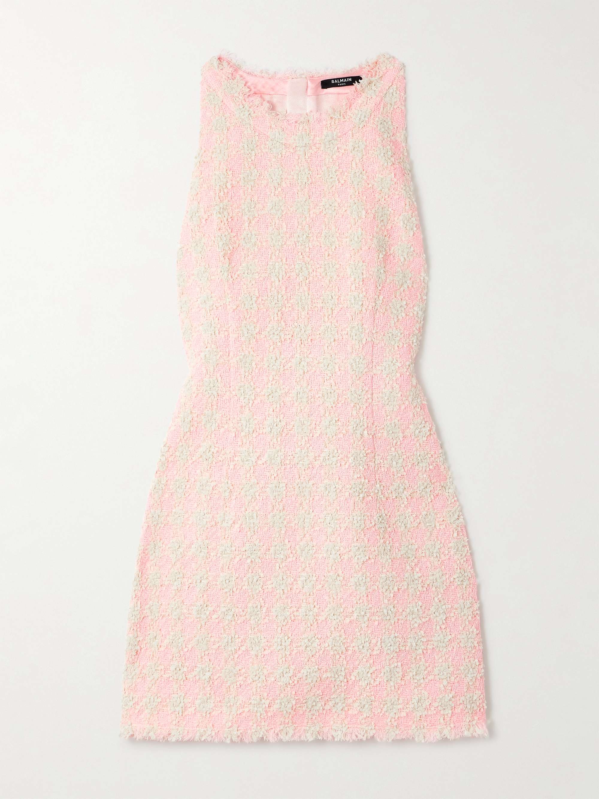 Frayed checked tweed mini dress view