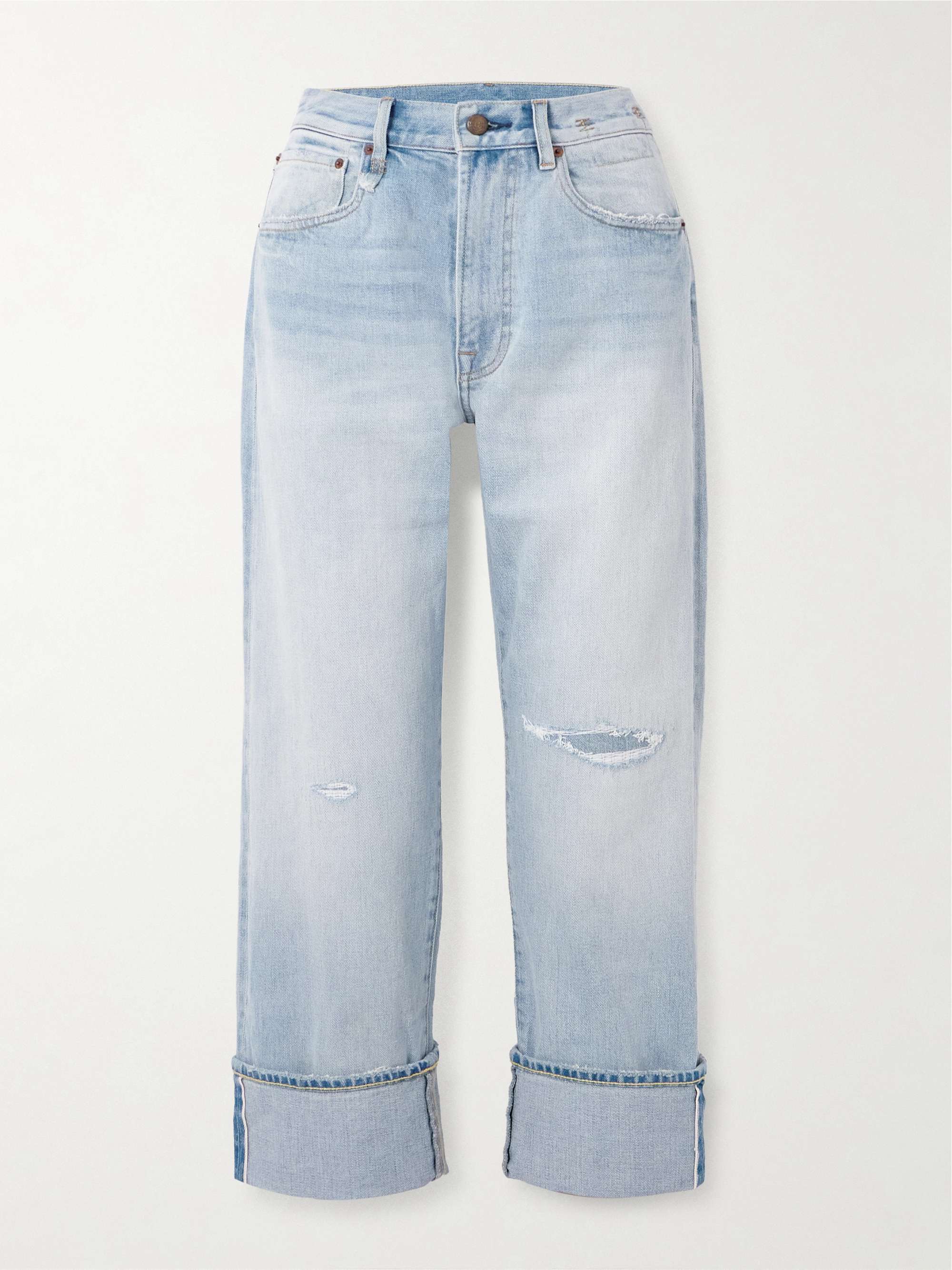 Cuffed X-BF distressed low-rise straight-leg jeans view