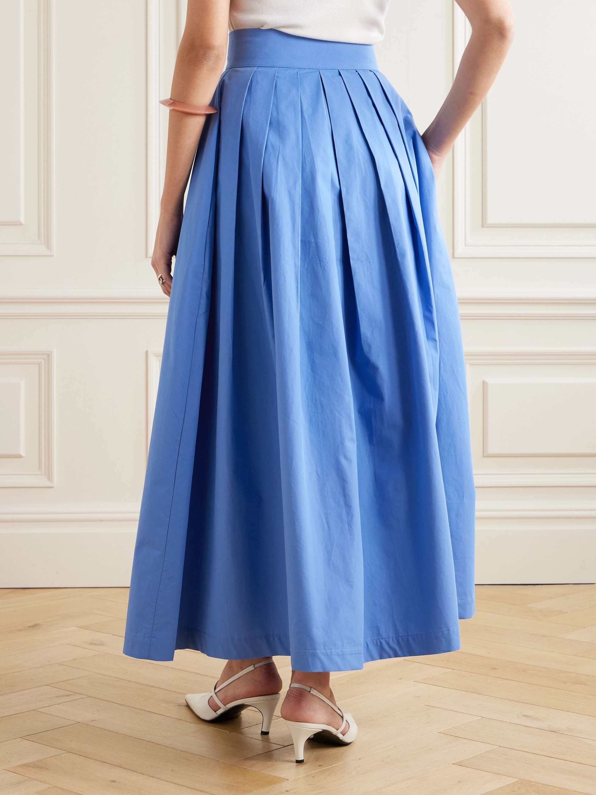 Irving pleated cotton-poplin midi skirt view