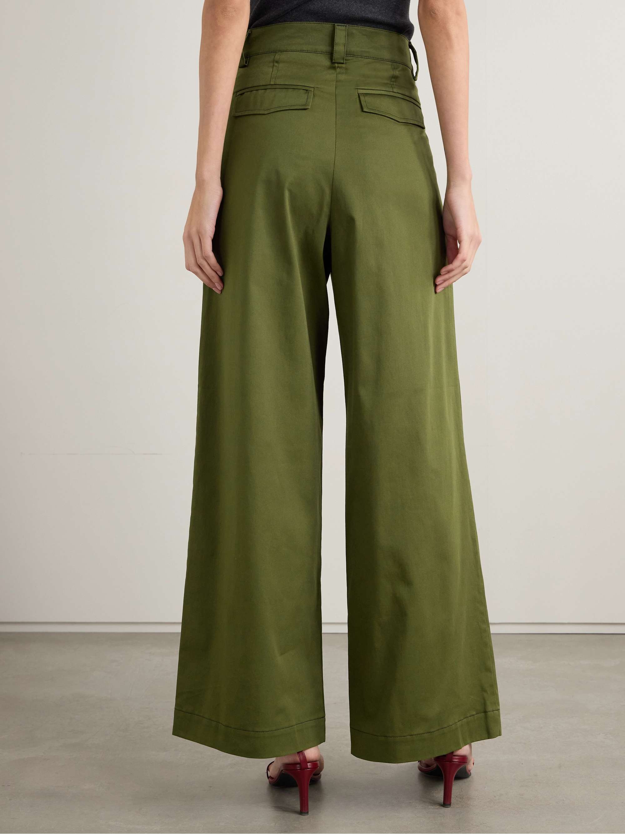 Olympe pleated cotton-blend wide-leg pants view
