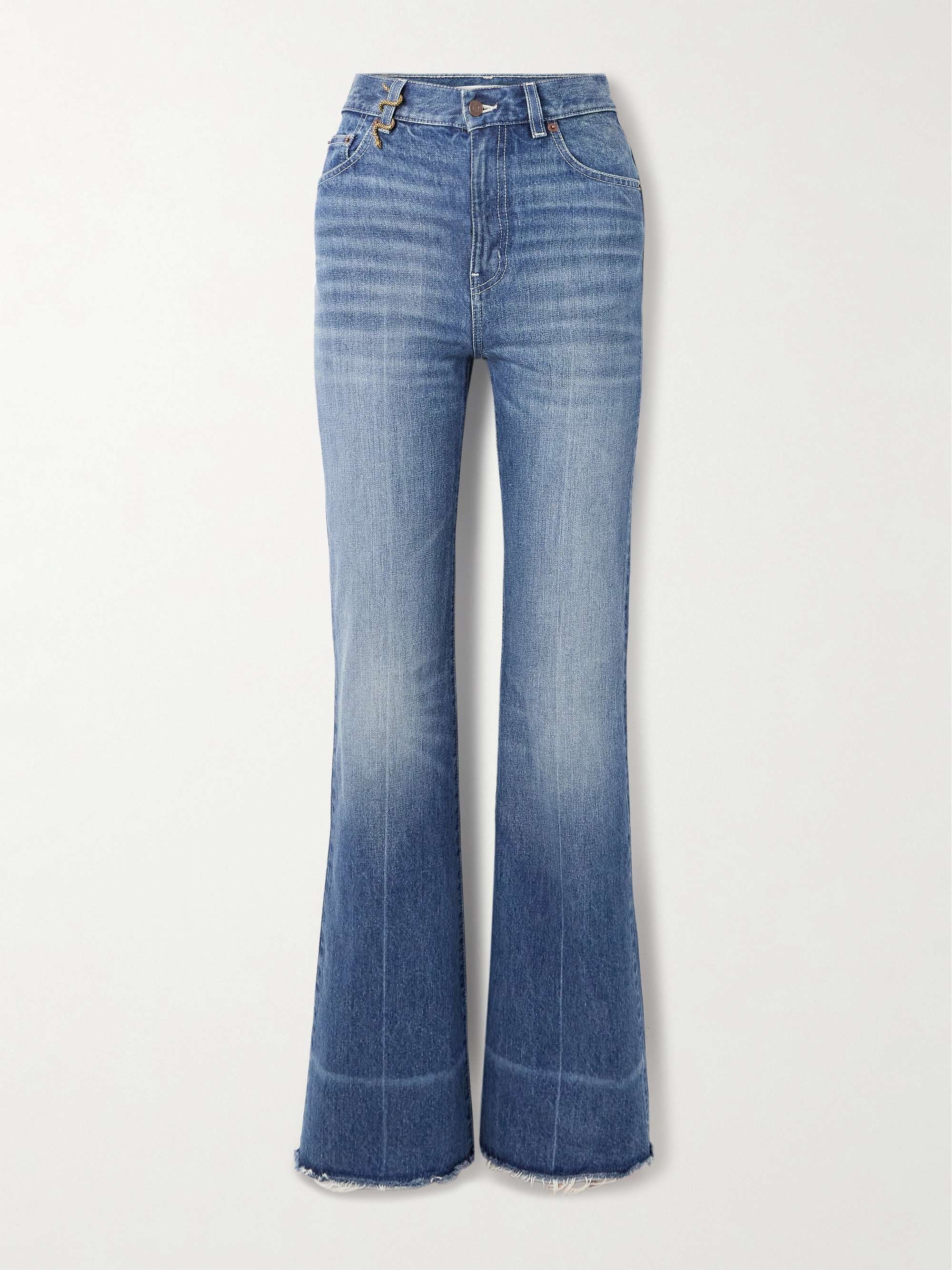 Snake frayed embellished straight-leg jeans view