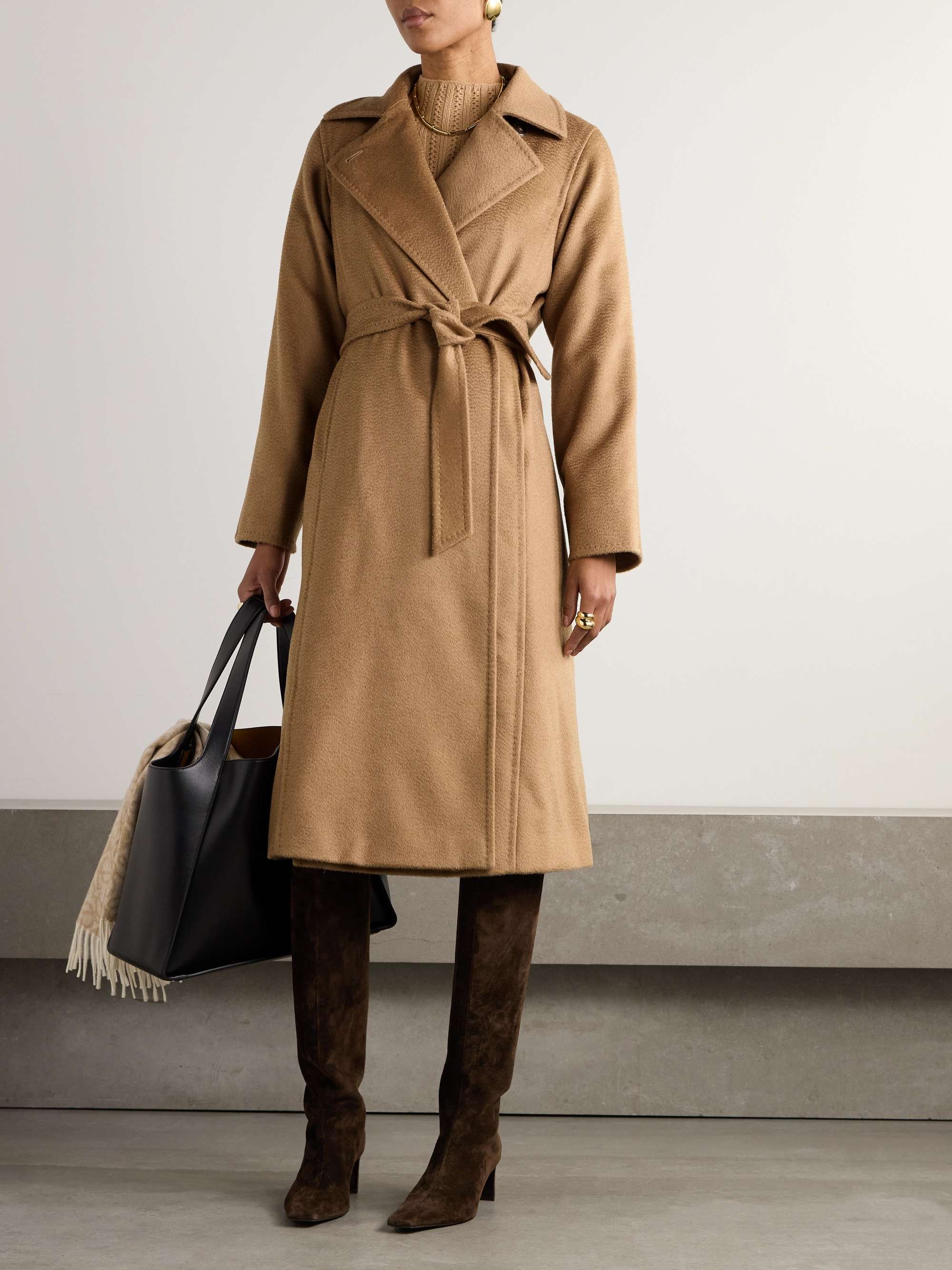 Manuela Icon belted camel hair coat view