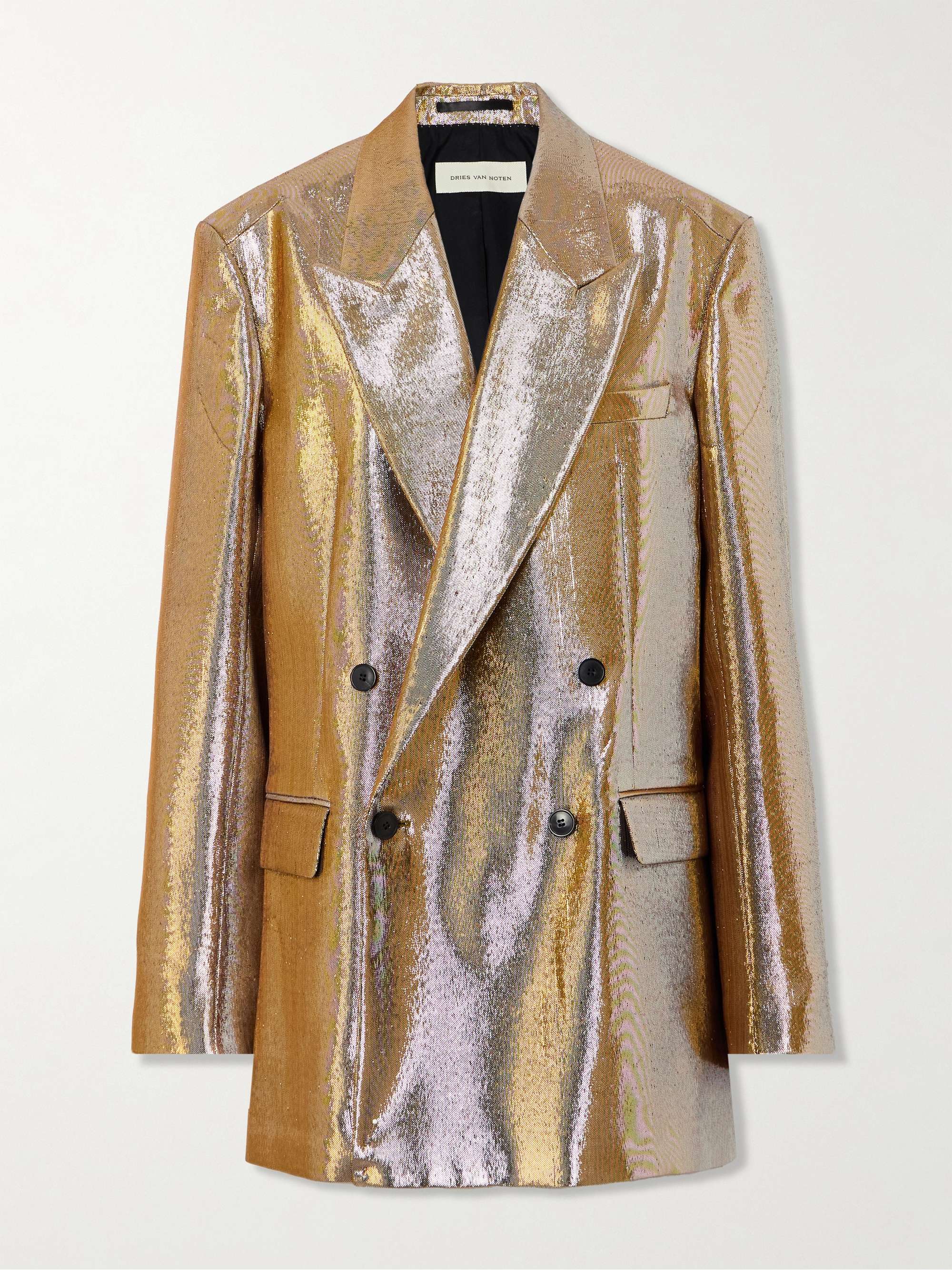 Oversized double-breasted lamé blazer view