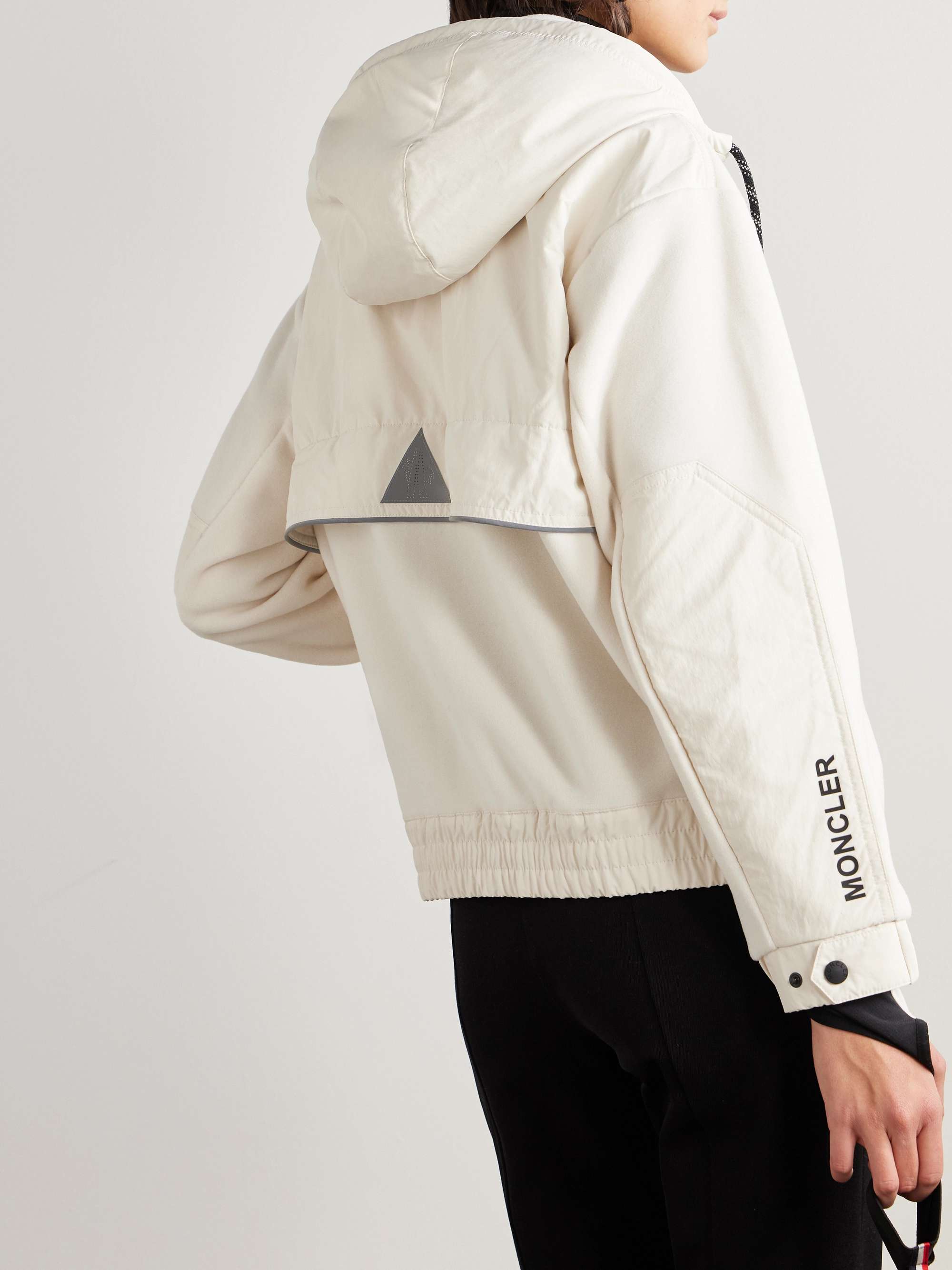 Hooded shell-trimmed fleece ski jacket view
