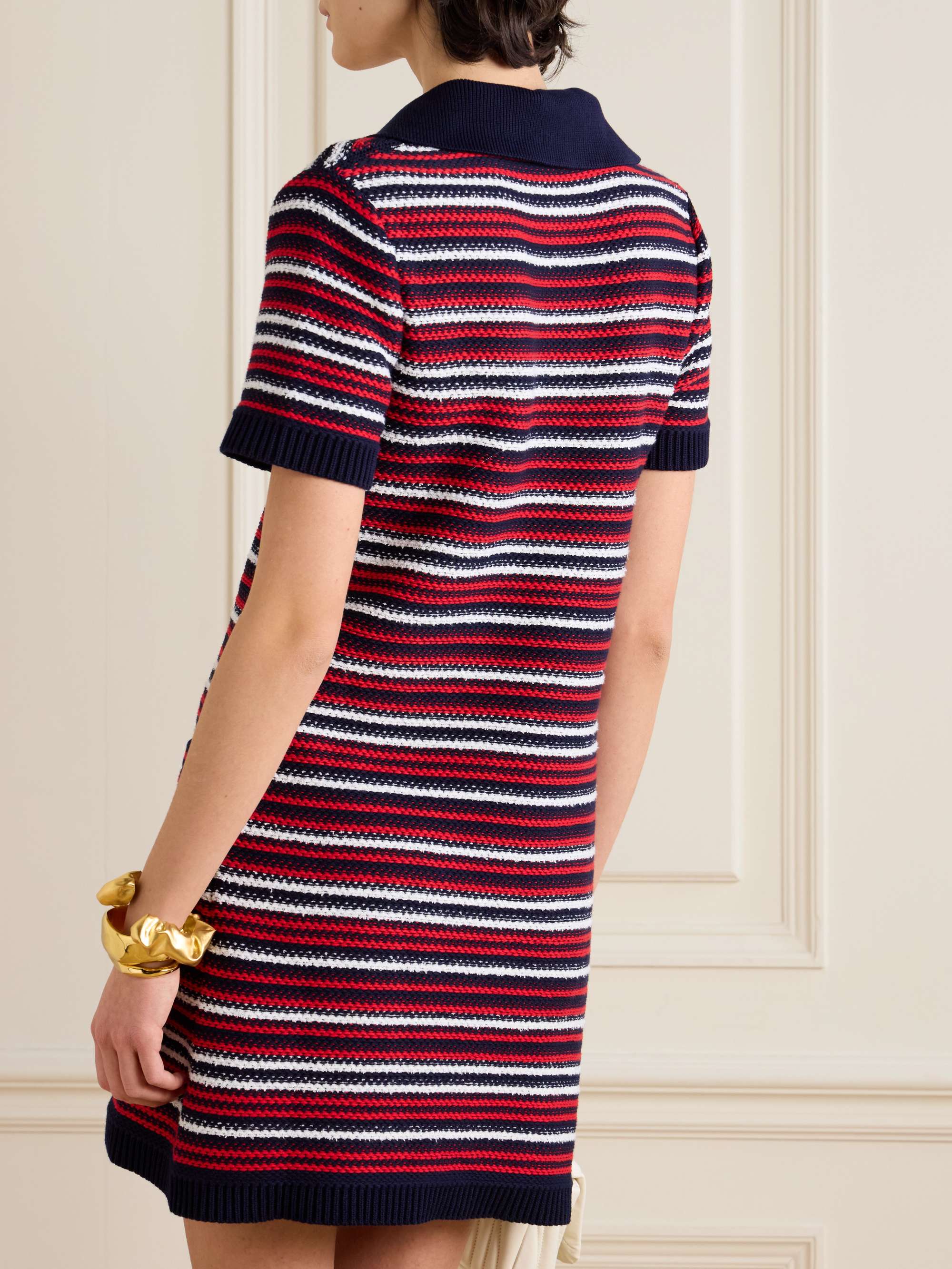 Striped jacquard-knit cotton-blend mini dress view