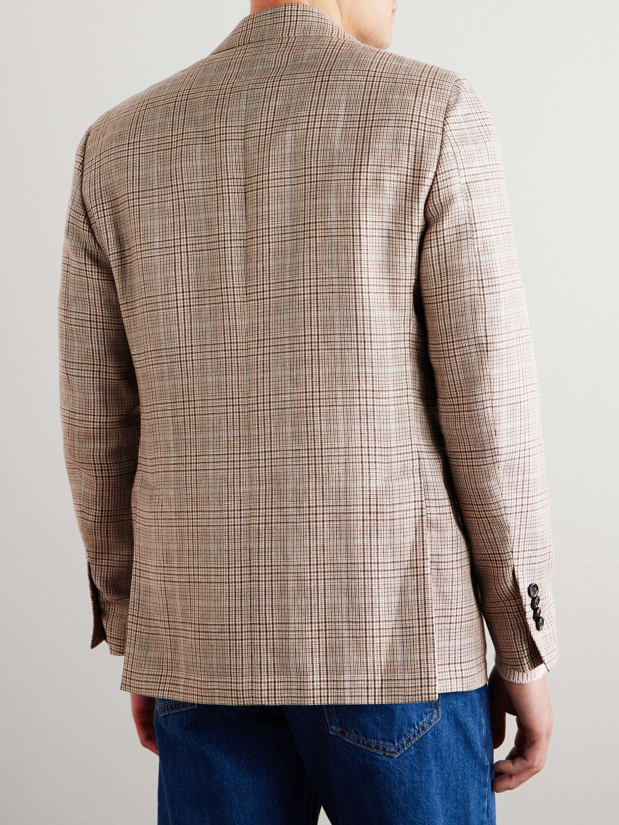 Prince of Wales Checked Wool and Linen-Blend Blazer view