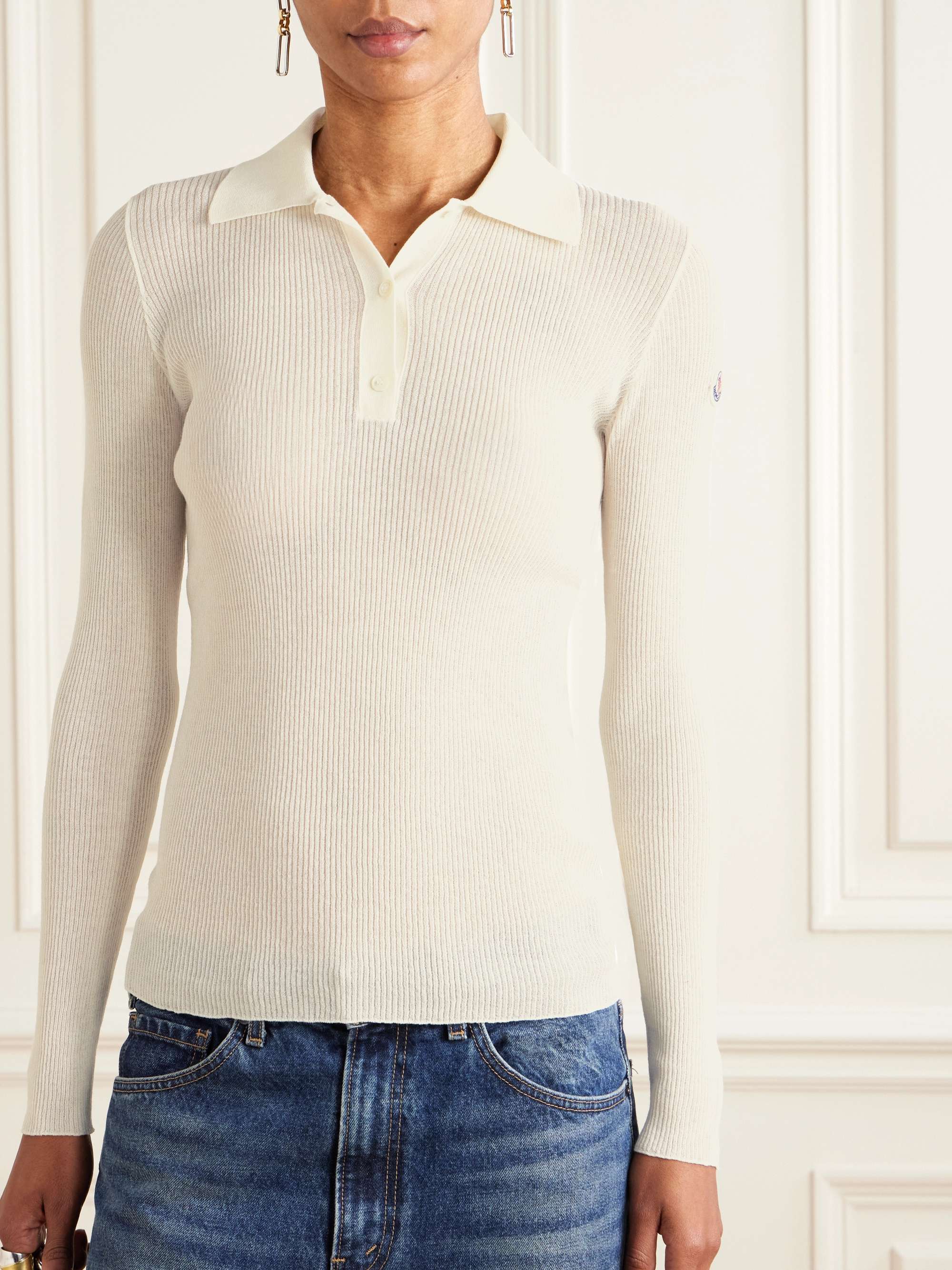 Ribbed cotton-blend polo shirt view