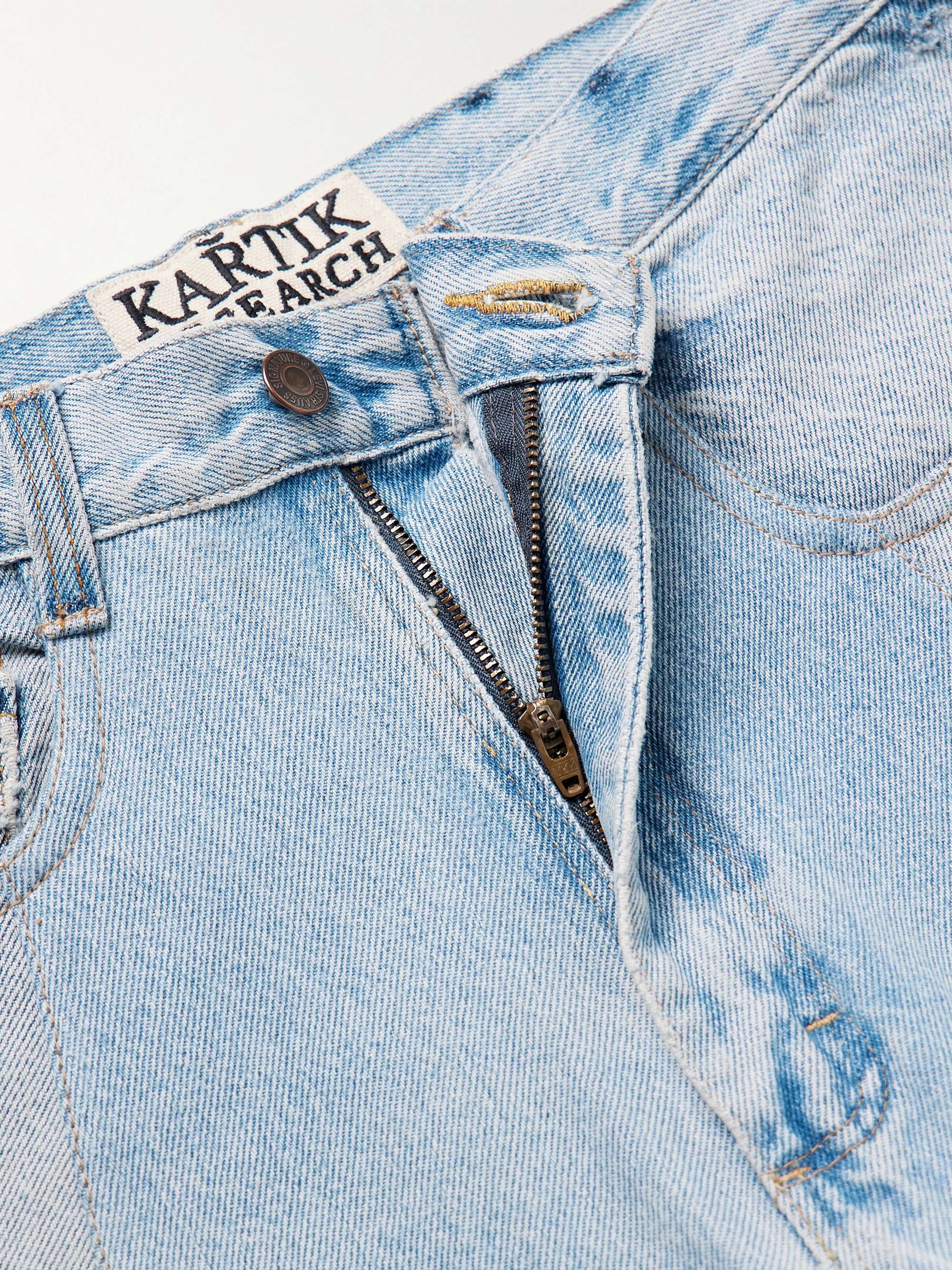 Straight-Leg Upcycled Frayed Embellished Panelled Jeans view