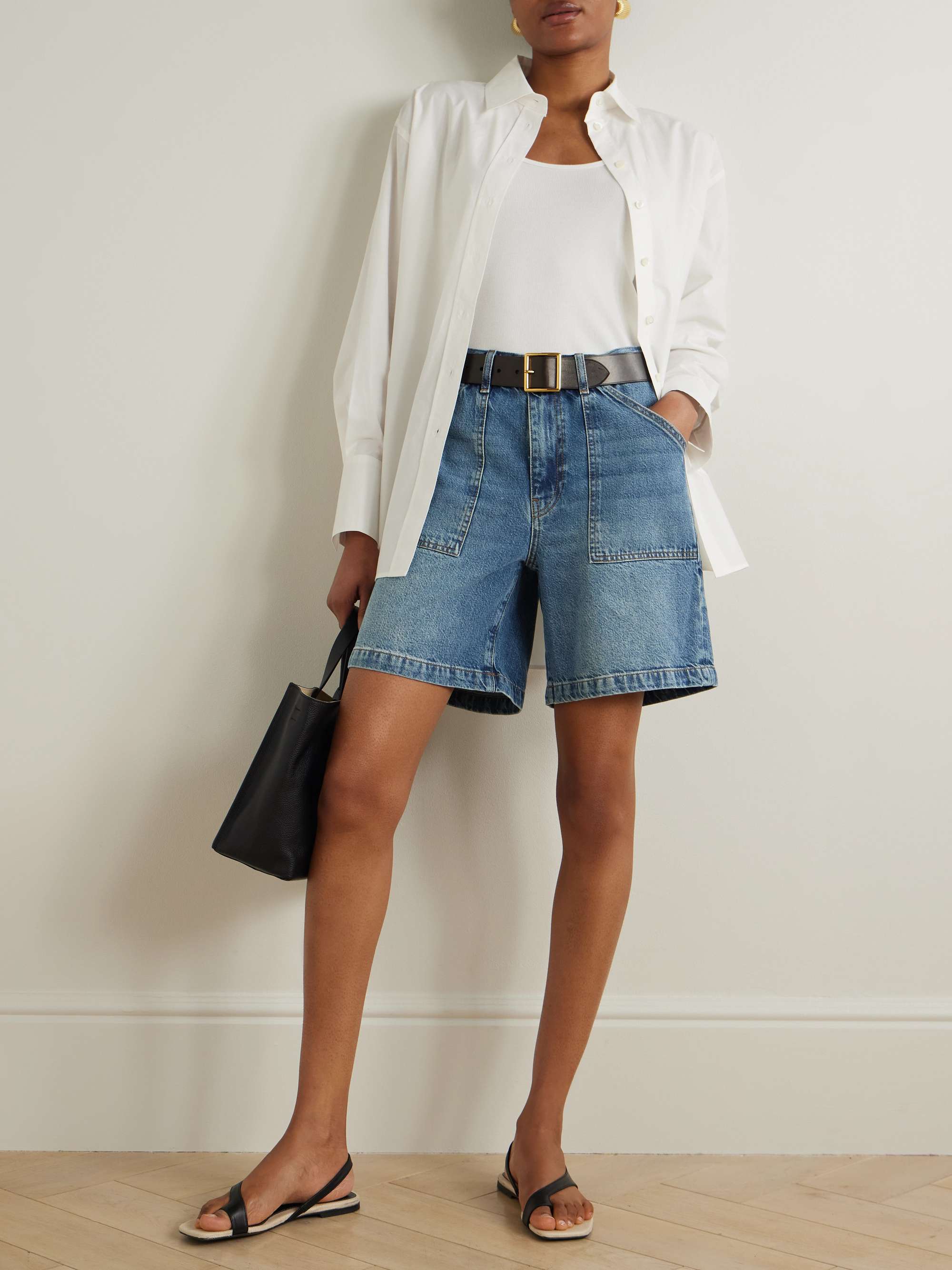 The Utility organic denim shorts view