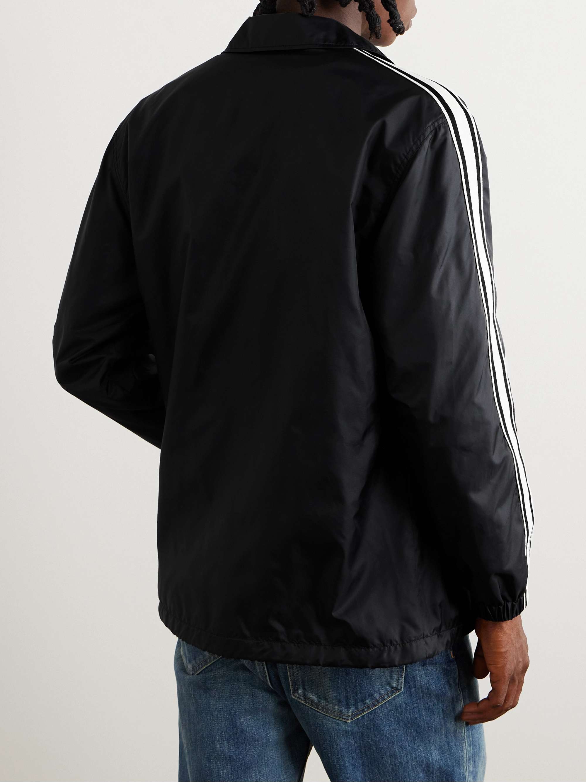 Striped Webbing-Trimmed Logo-Print Nylon Jacket view