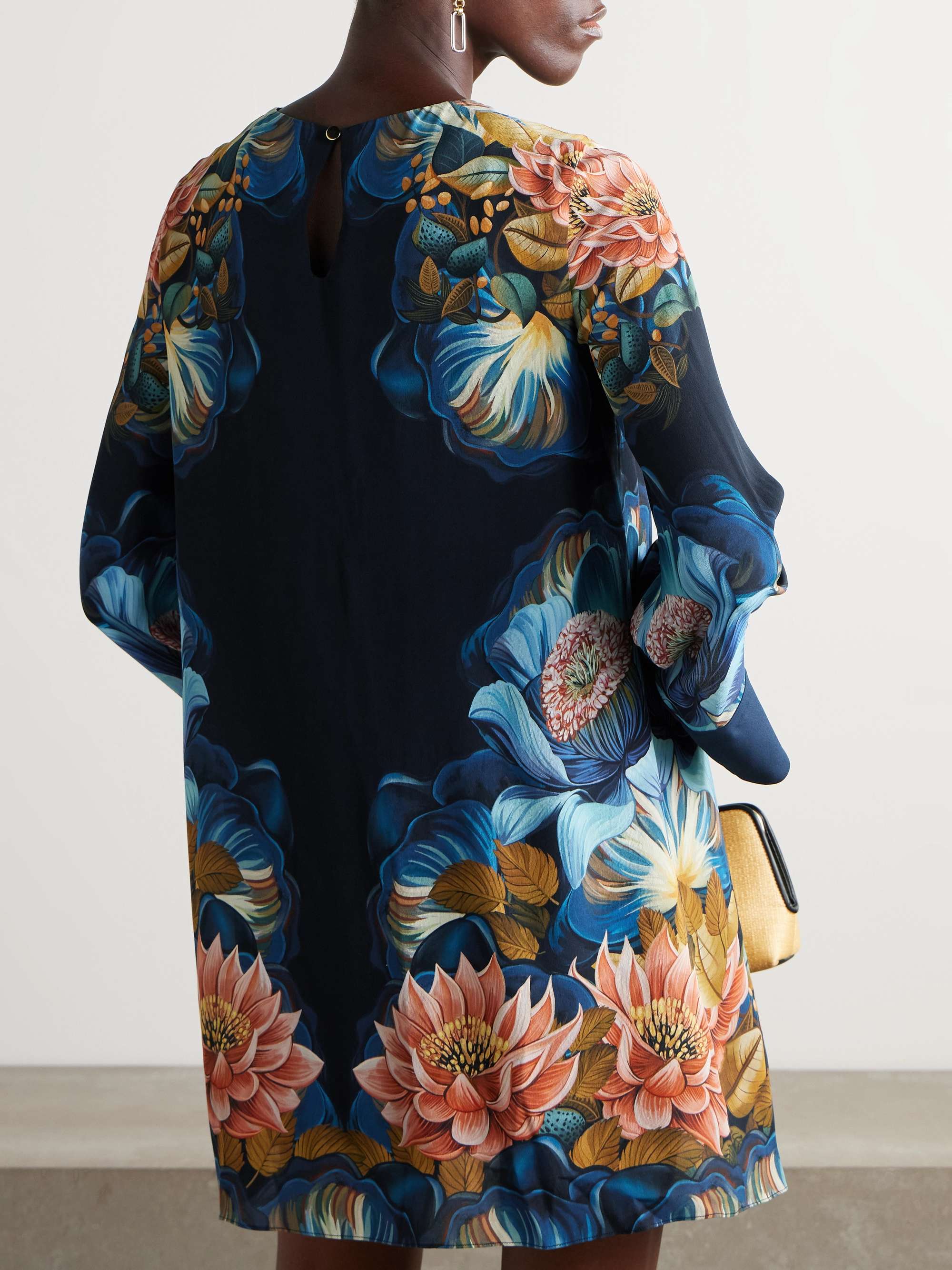 Cocoa floral-print crepe mini dress view