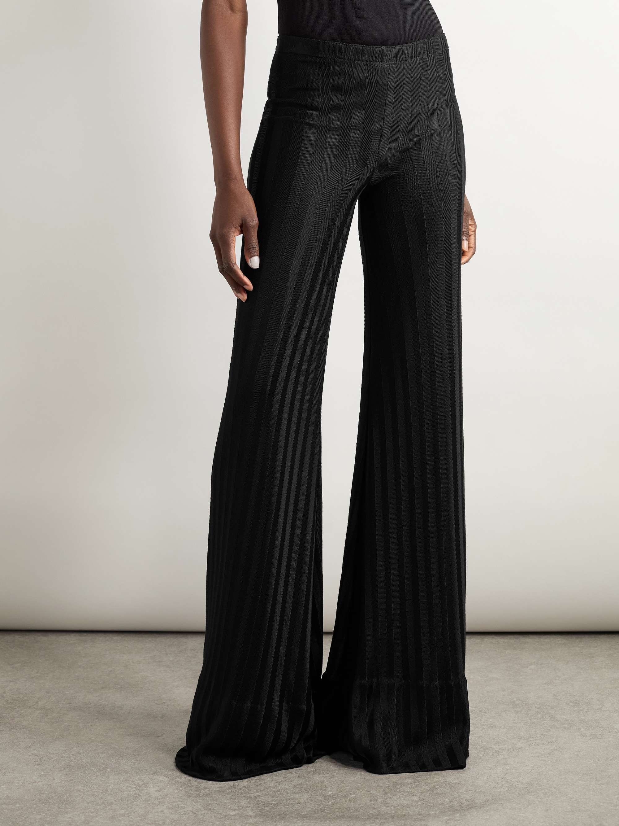 Striped herringbone jersey flared pants view