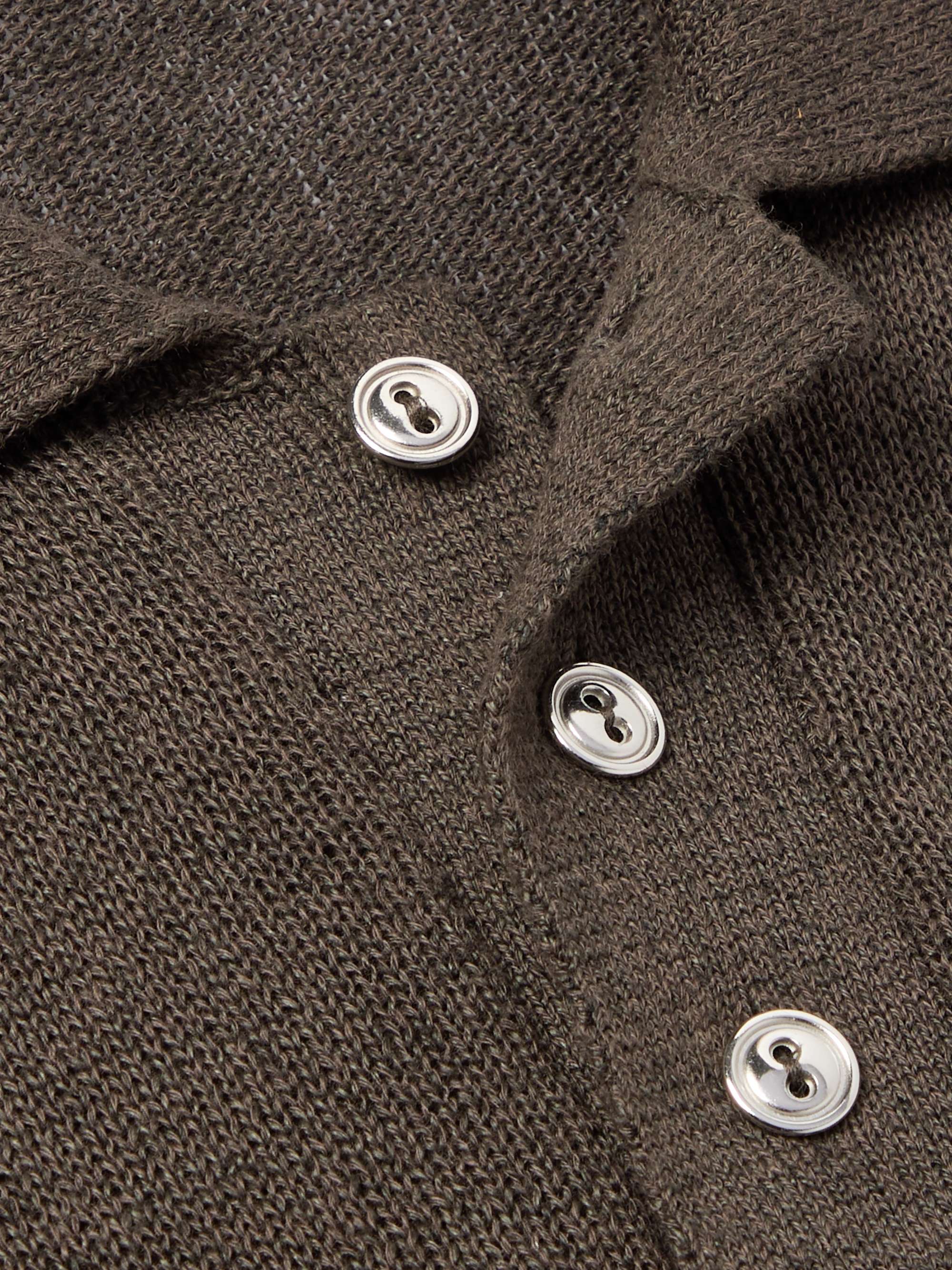 Terry-Trimmed Linen and Cotton-Blend Polo Shirt view