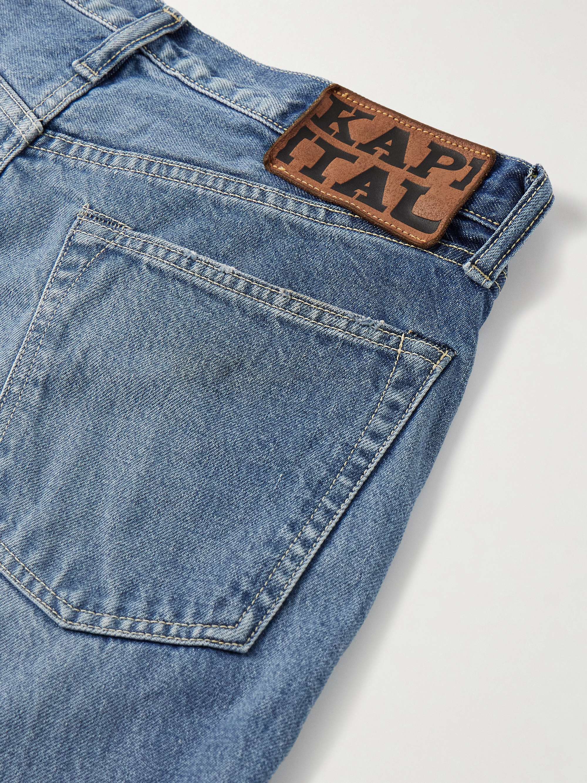 Monkey CISCO Straight-Leg Distressed Embroidered Jeans view