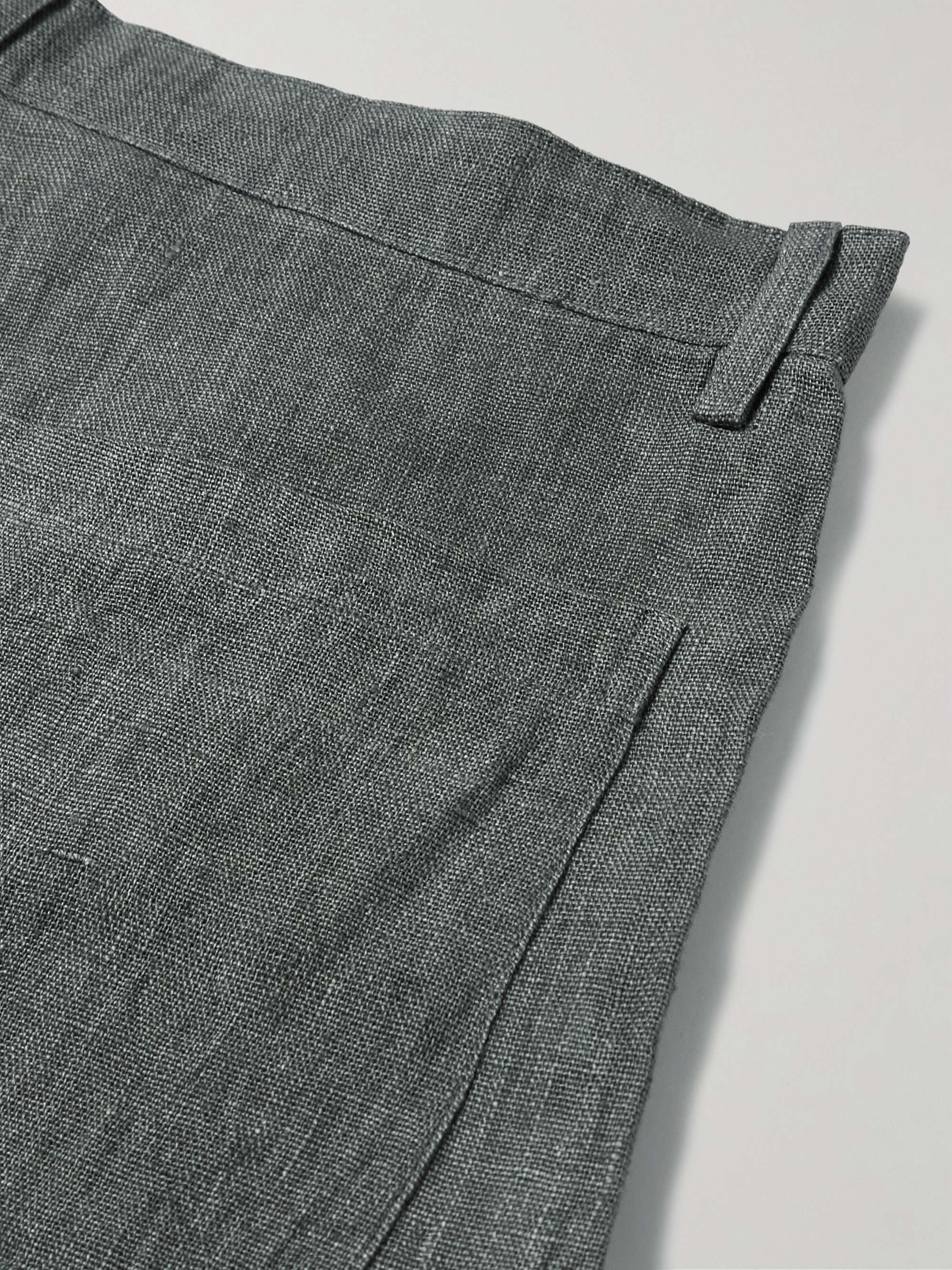 Embroidered Linen Wide-Leg Trousers view
