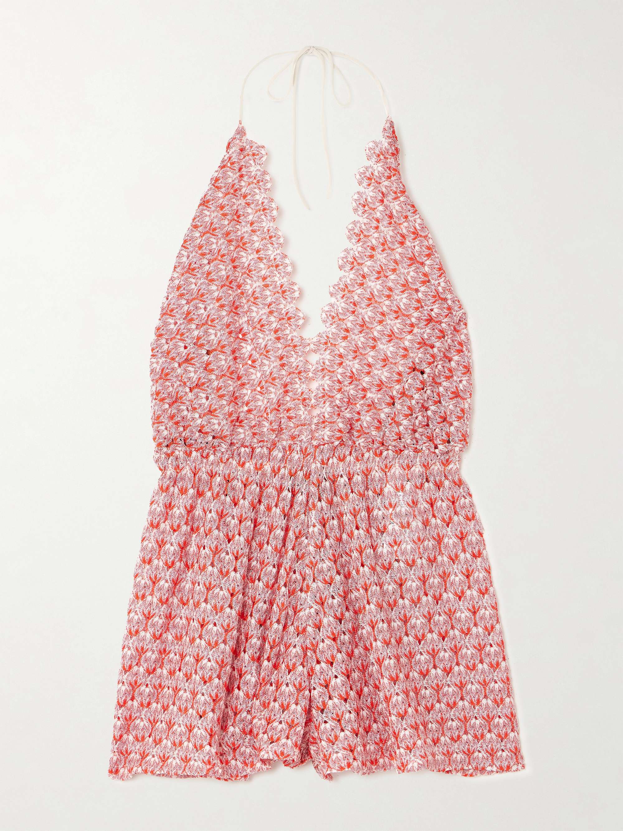 Metallic crochet-knit halterneck playsuit view