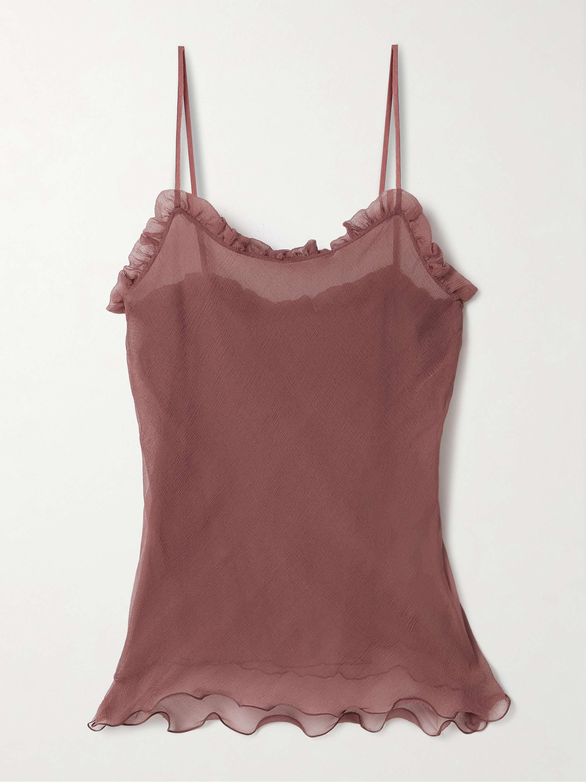Ruffled silk-crepon camisole view