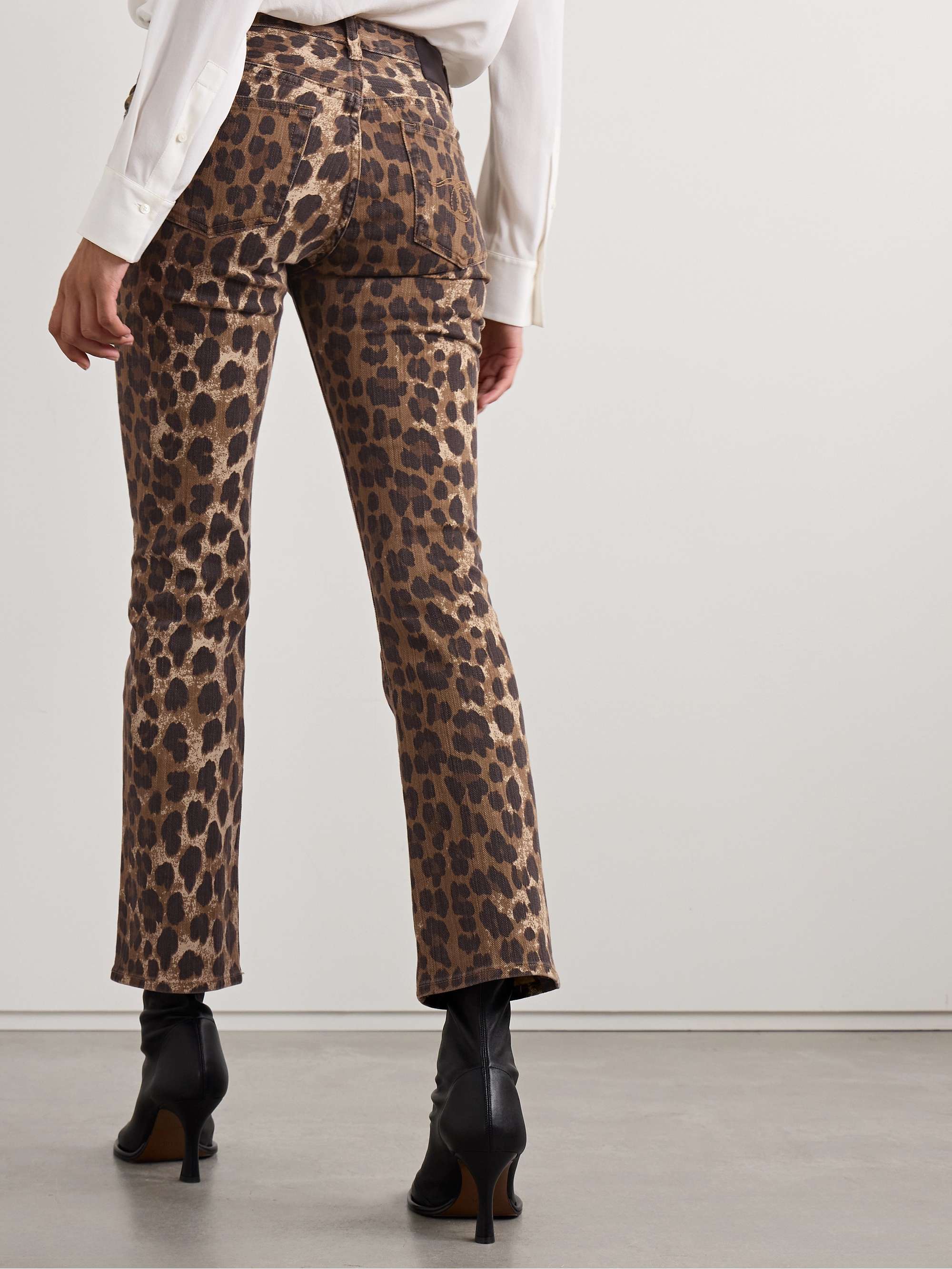 Kick Fit cropped leopard-print mid-rise flared jeans view