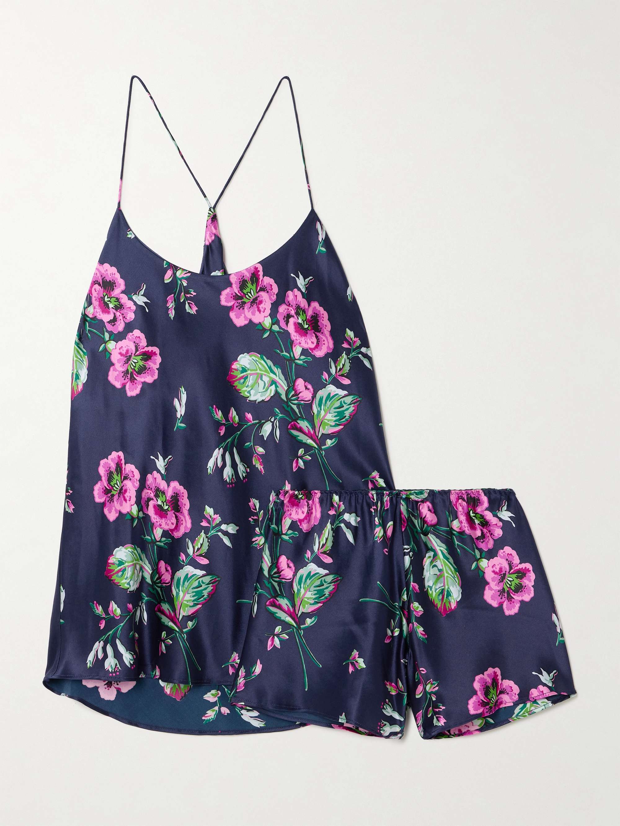 Bella floral-print silk-satin pajama set view