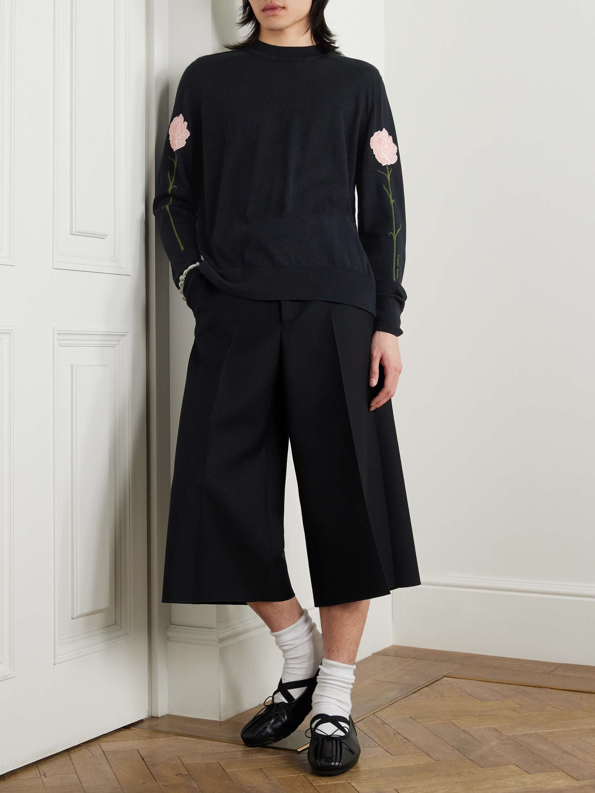 Carnation Intarsia Wool and Silk-Blend Sweater view