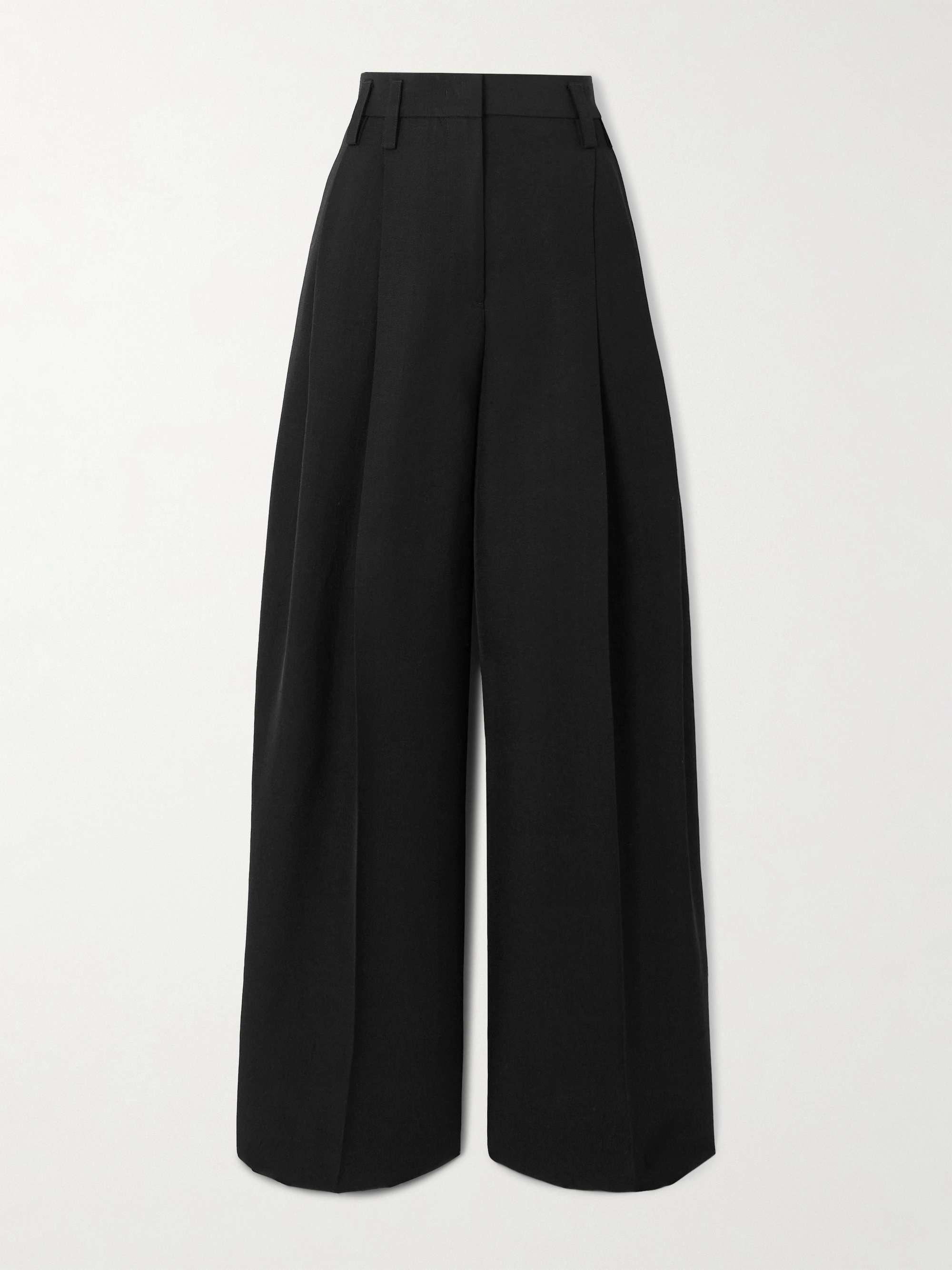 Pleated woven wide-leg pants view