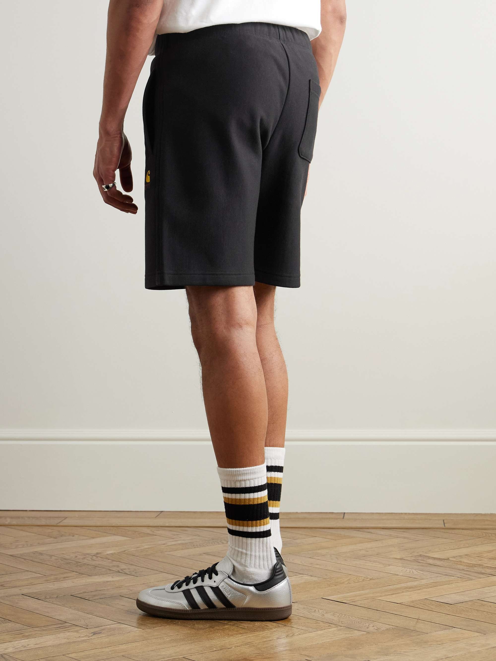 American Script Logo-Embroidered Cotton-Blend Jersey Drawstring Shorts view