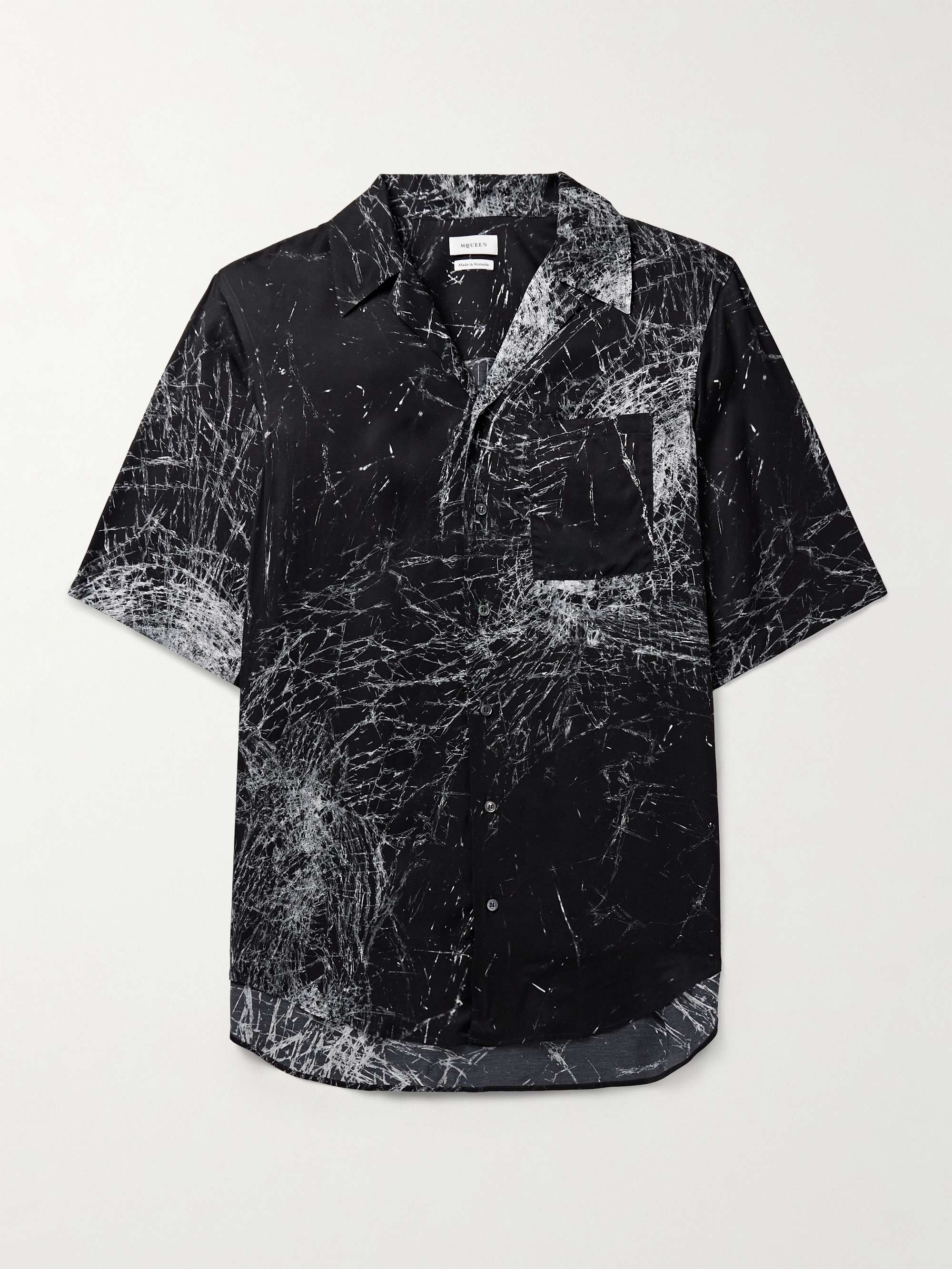 Camp-Collar Printed Crepe de Chine Shirt view