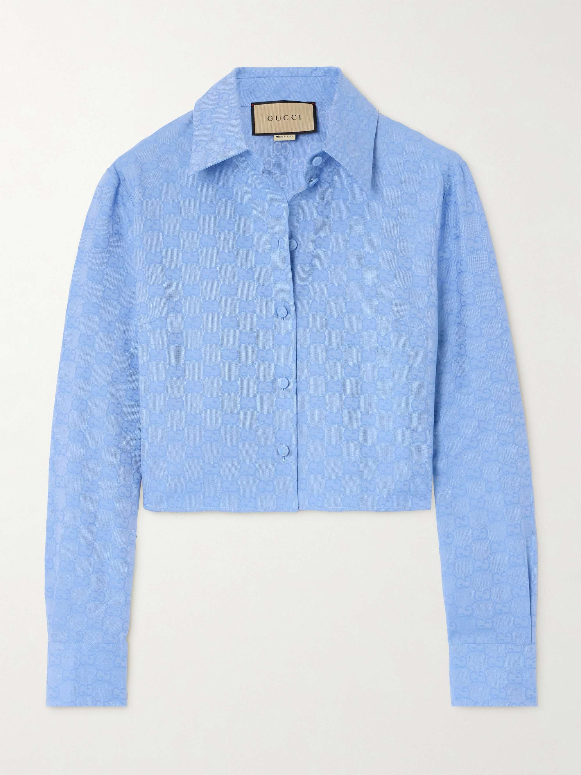 Cropped cotton Oxford-jacquard shirt view