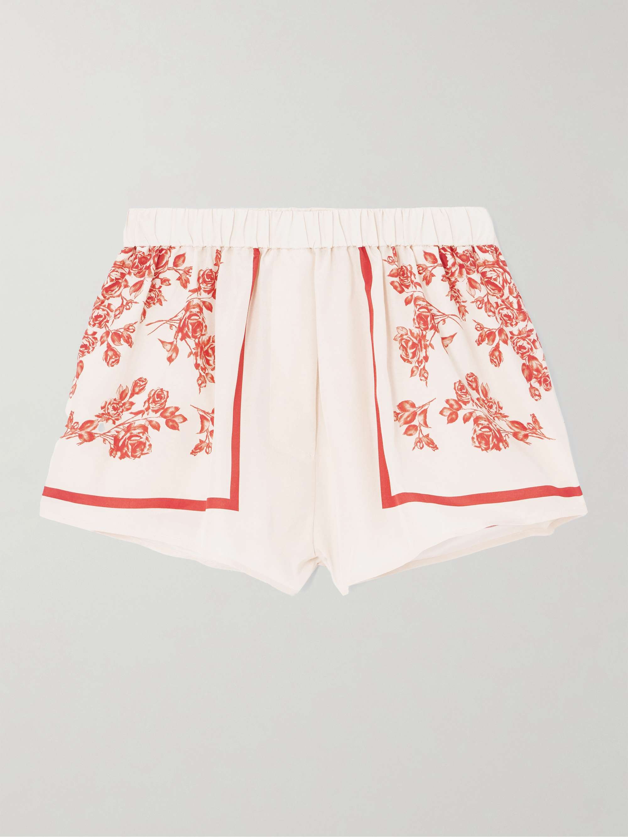 Floral-print silk and cotton-blend voile shorts view