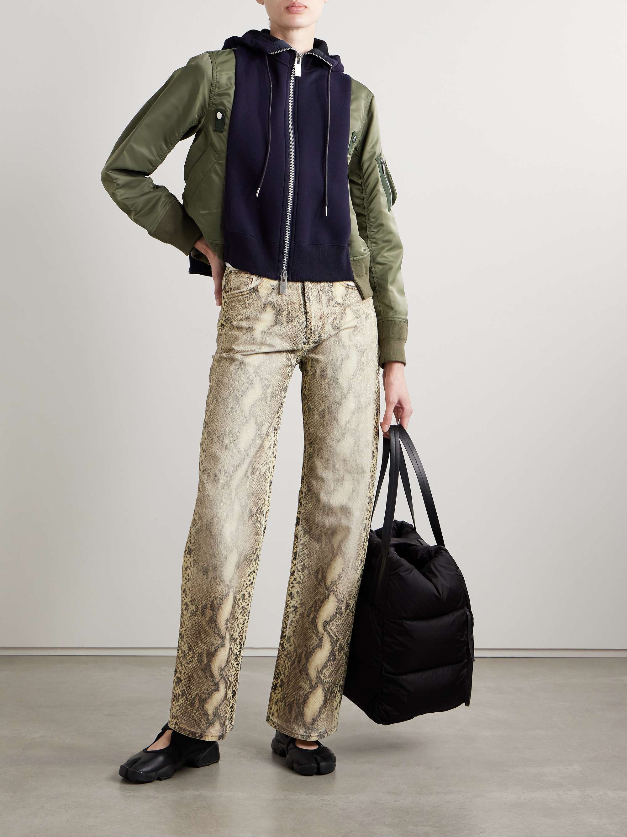 Snake-print coated mid-rise jeans view