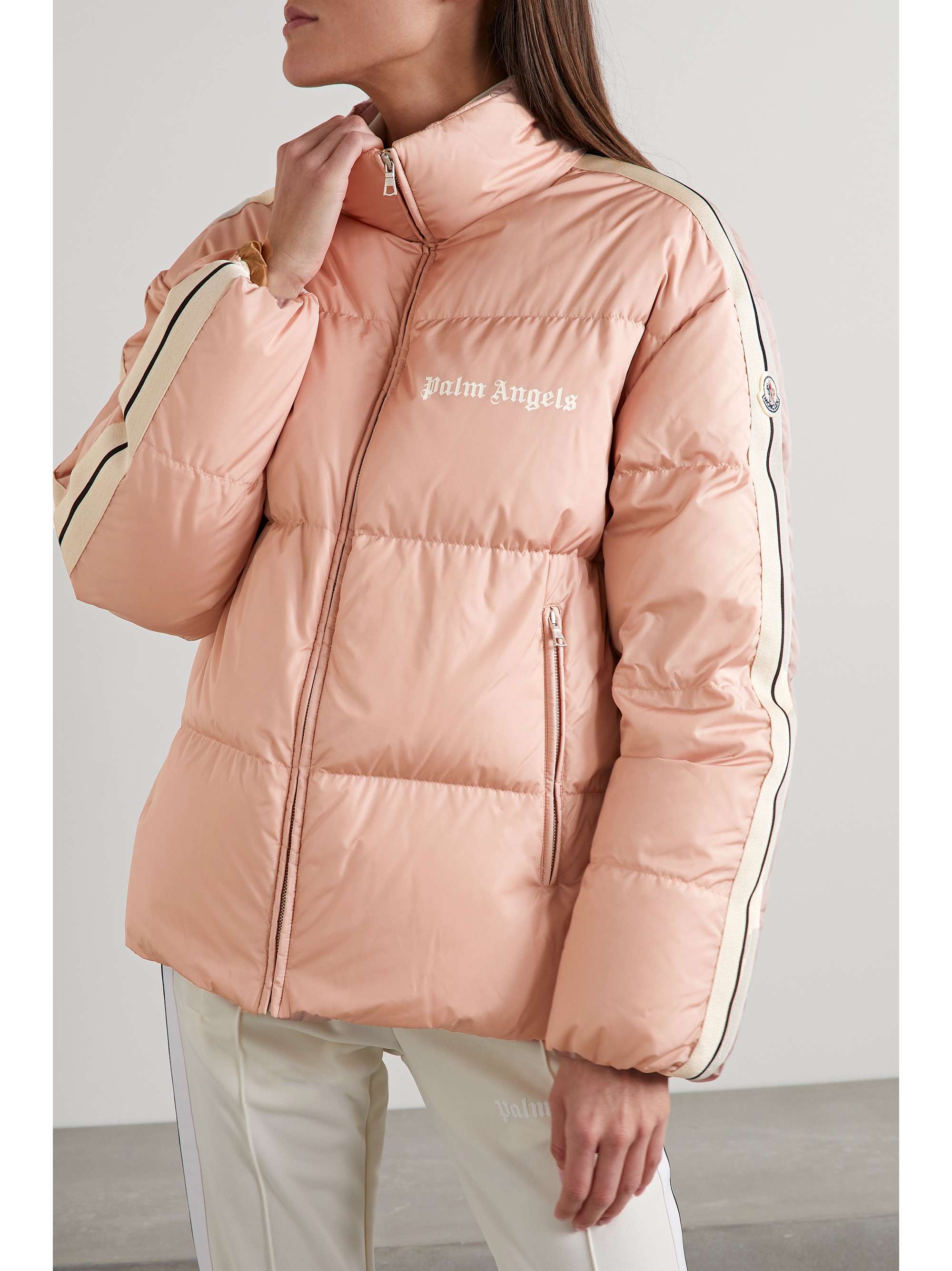 + Palm Angels Rodman striped quilted shell down jacket view
