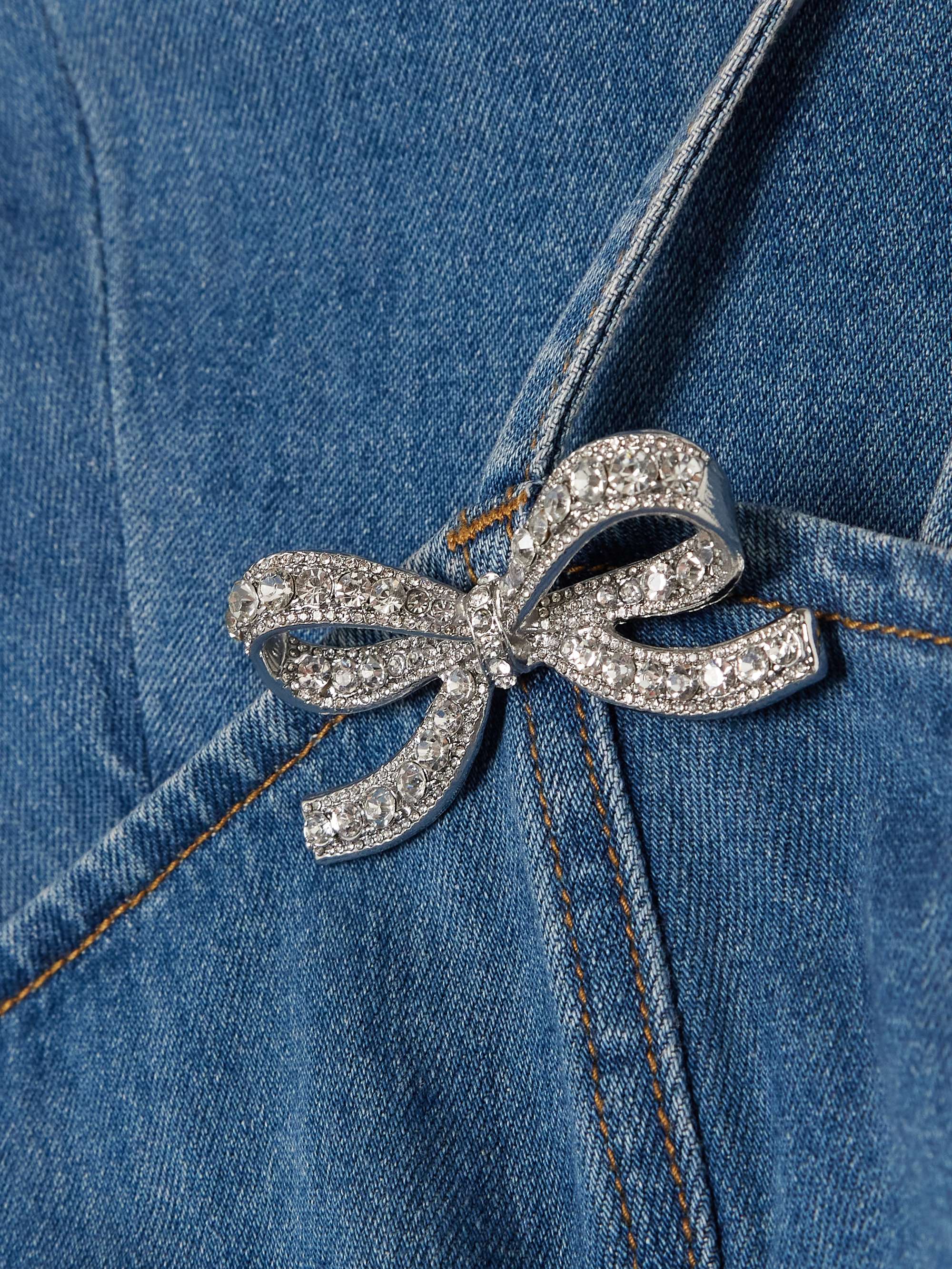 Embellished paneled denim mini dress view