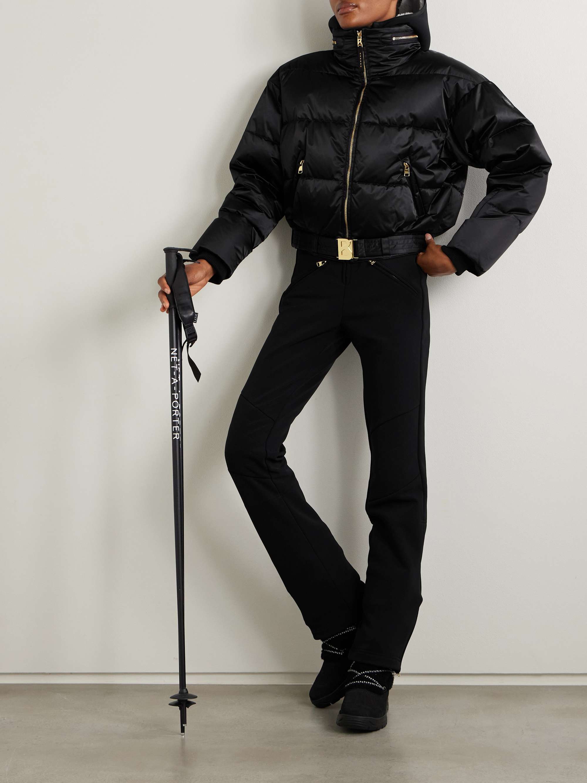 Aya convertible hooded belted quilted recycled down ski suit view