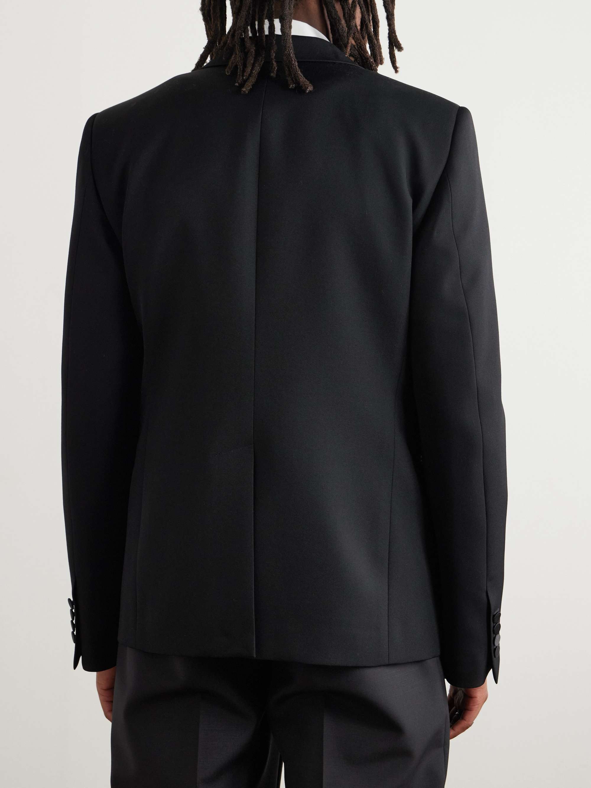 Slim-Fit Silk-Trimmed Grain de Poudre Wool Blazer view