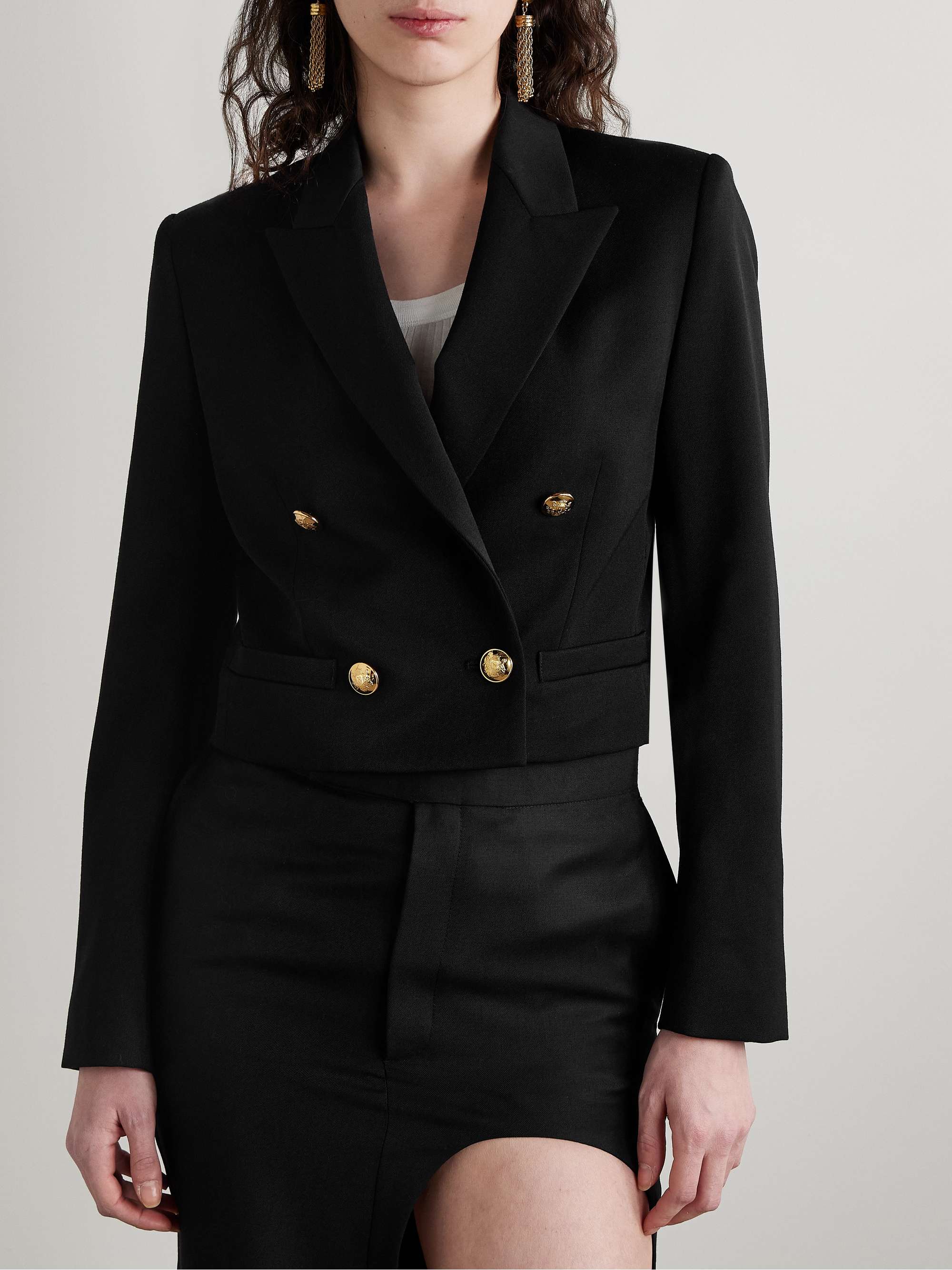 Beauregard cropped double-breasted wool-twill blazer view