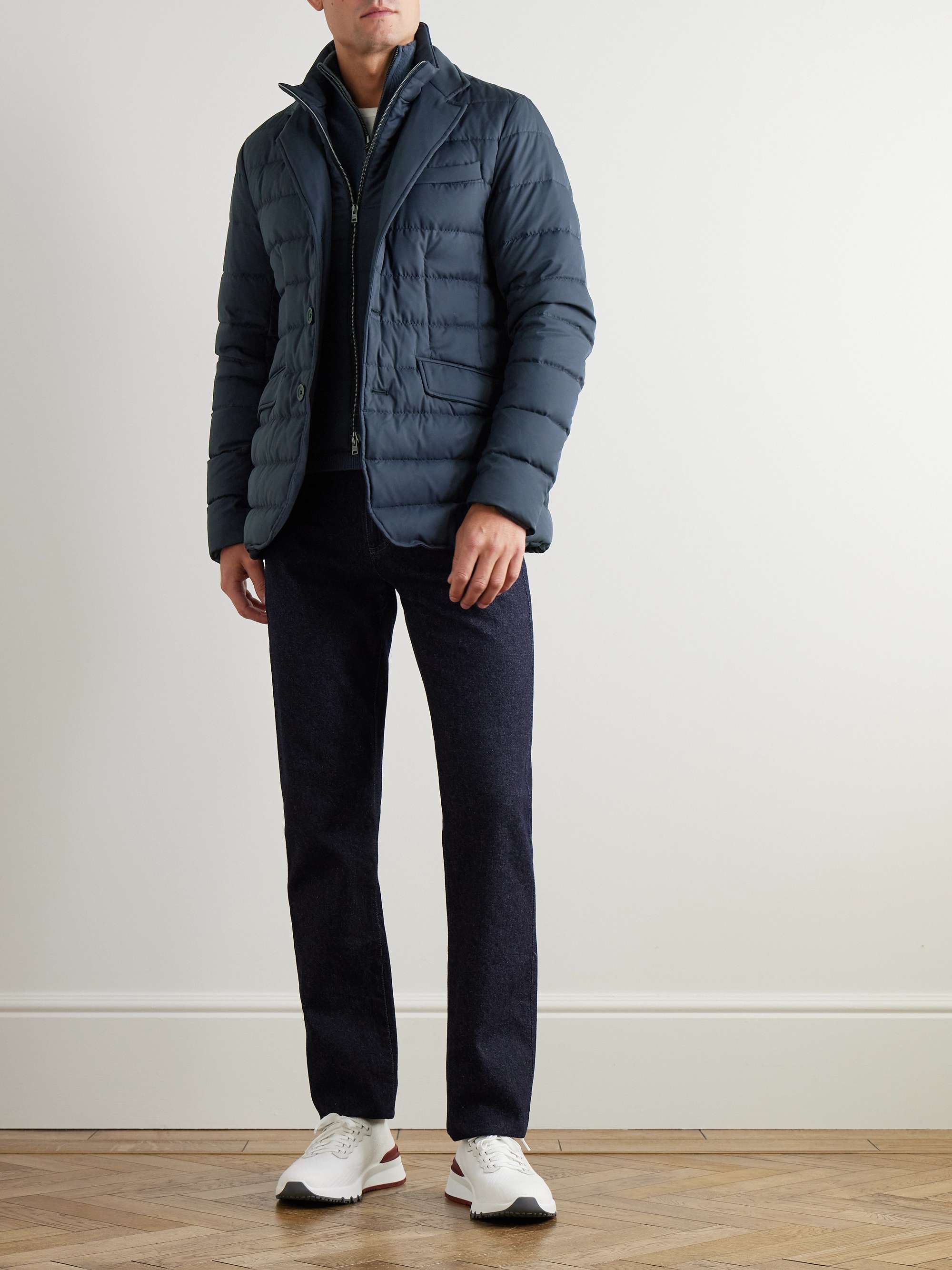 Slim-Fit Convertible Padded Quilted Shell Down Blazer view